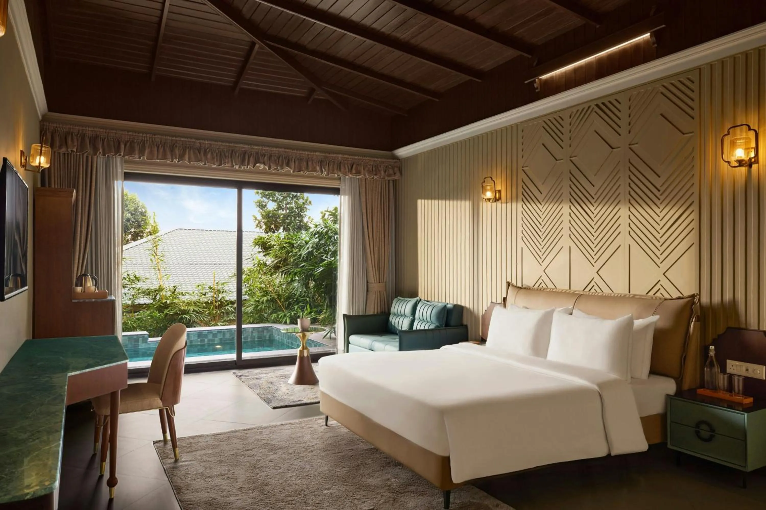 Swimming pool, Bed in Debu's The Fern Resort & Spa, Jim Corbett, Series by Marriott