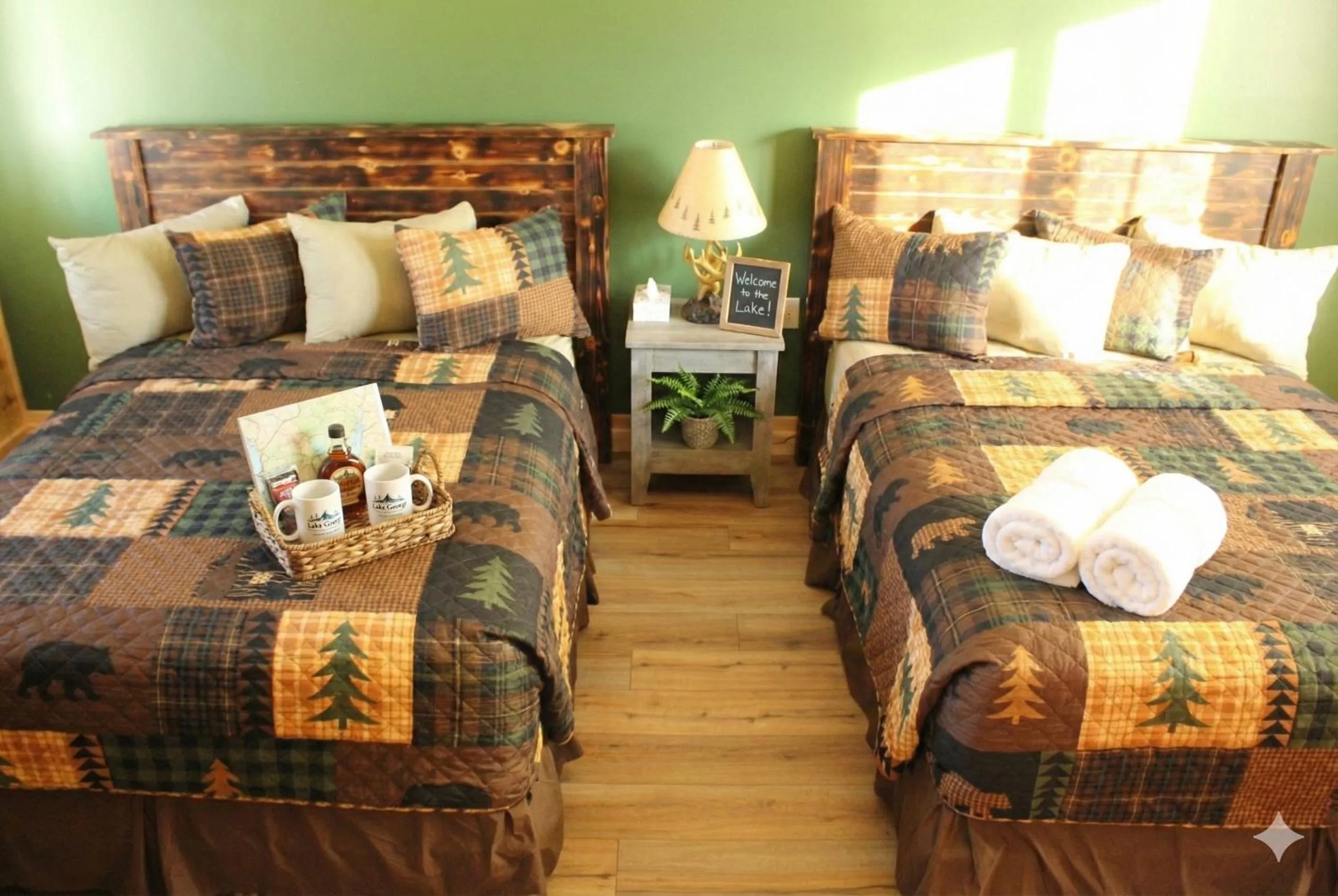 Bed in The Sundowner on Lake George