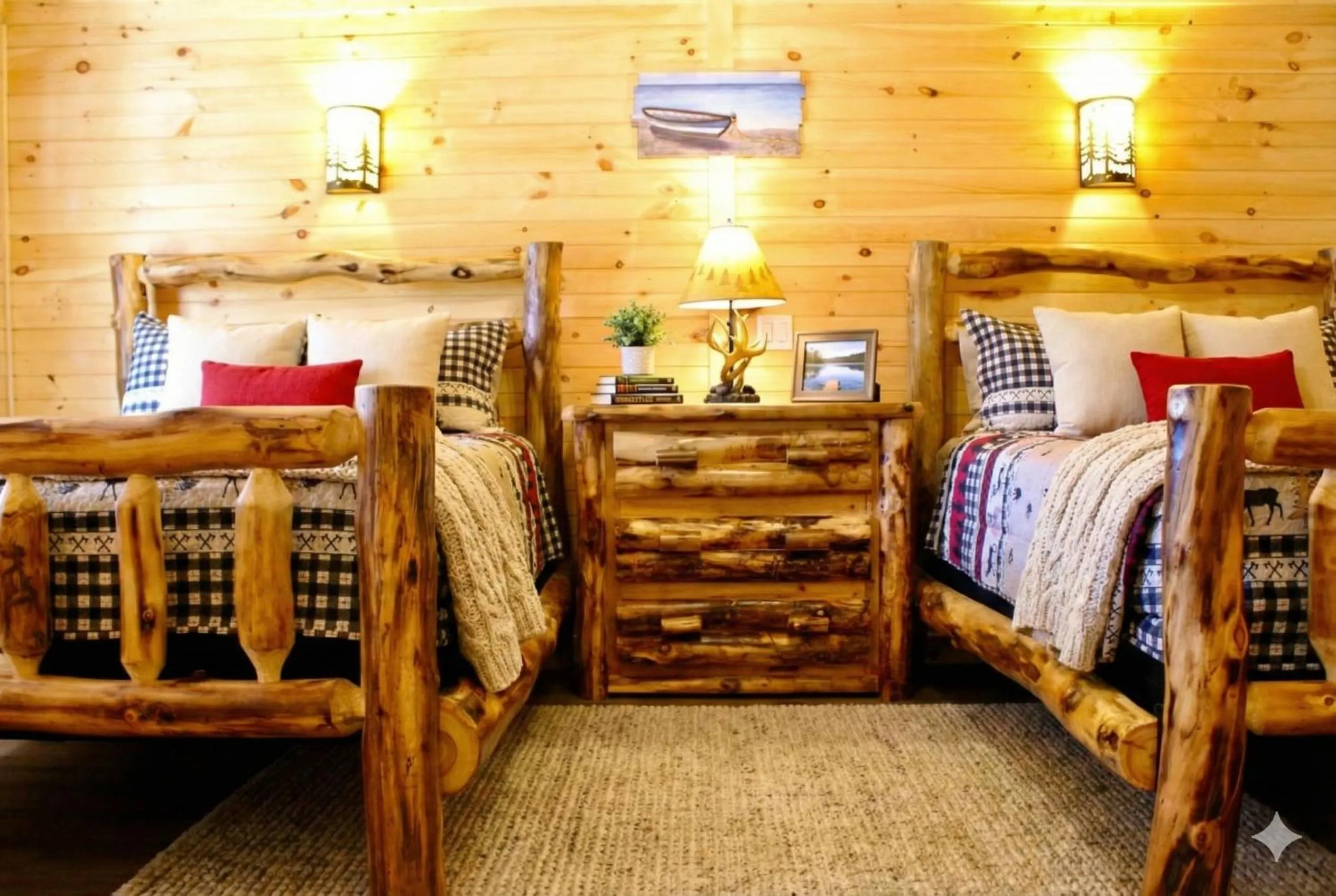 Bed in The Sundowner on Lake George