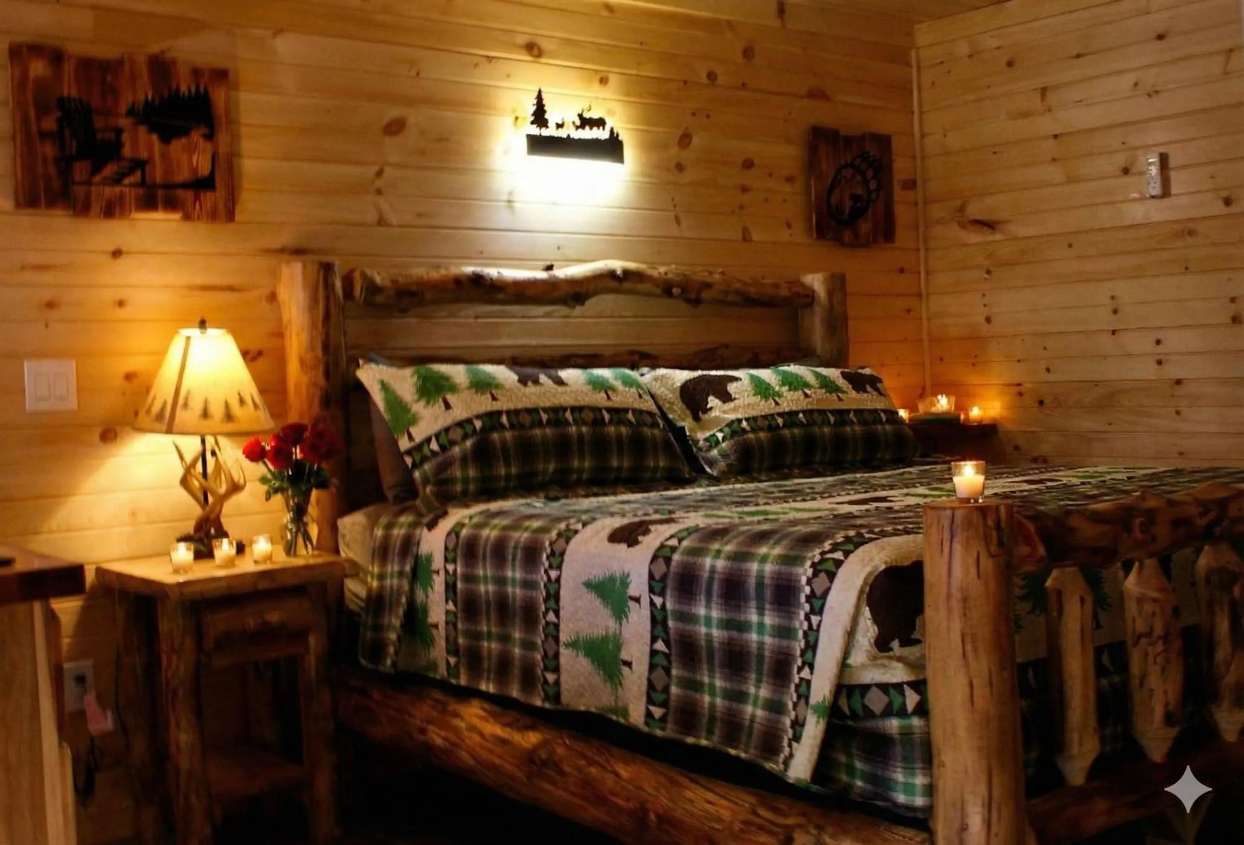 Bed in The Sundowner on Lake George