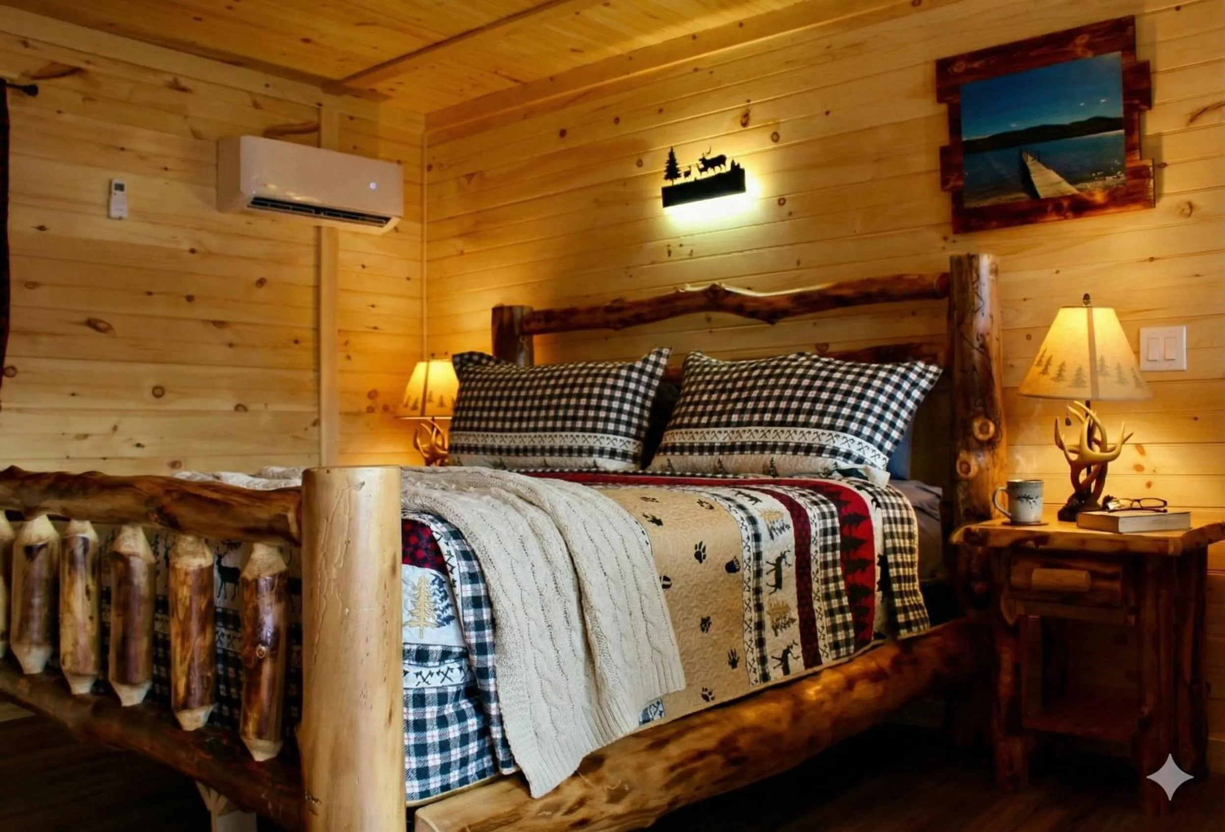 Bed in The Sundowner on Lake George