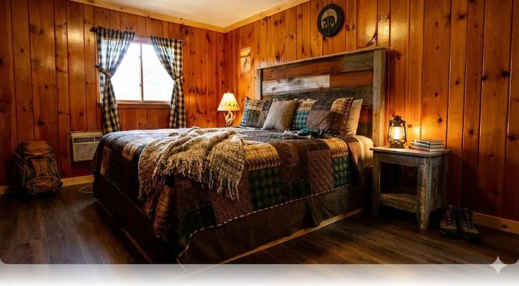 Bed in The Sundowner on Lake George