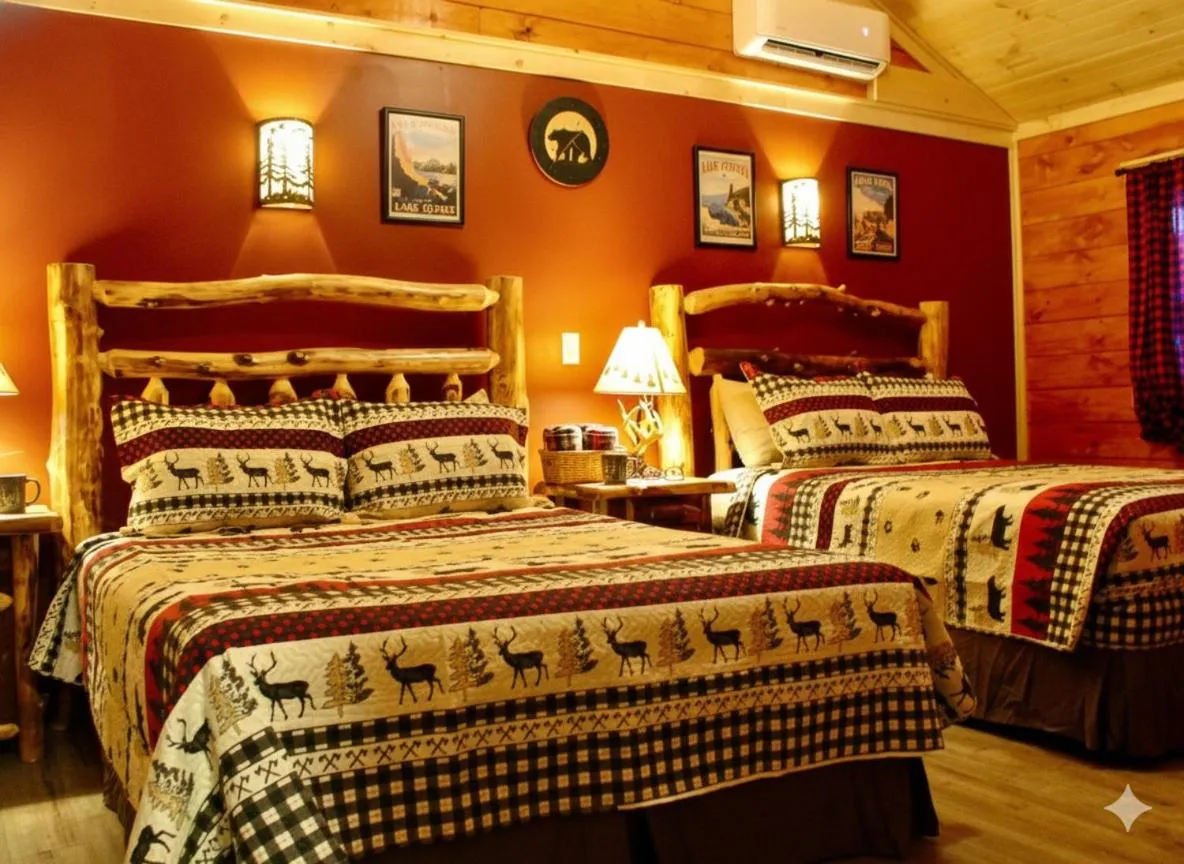 Bed in The Sundowner on Lake George