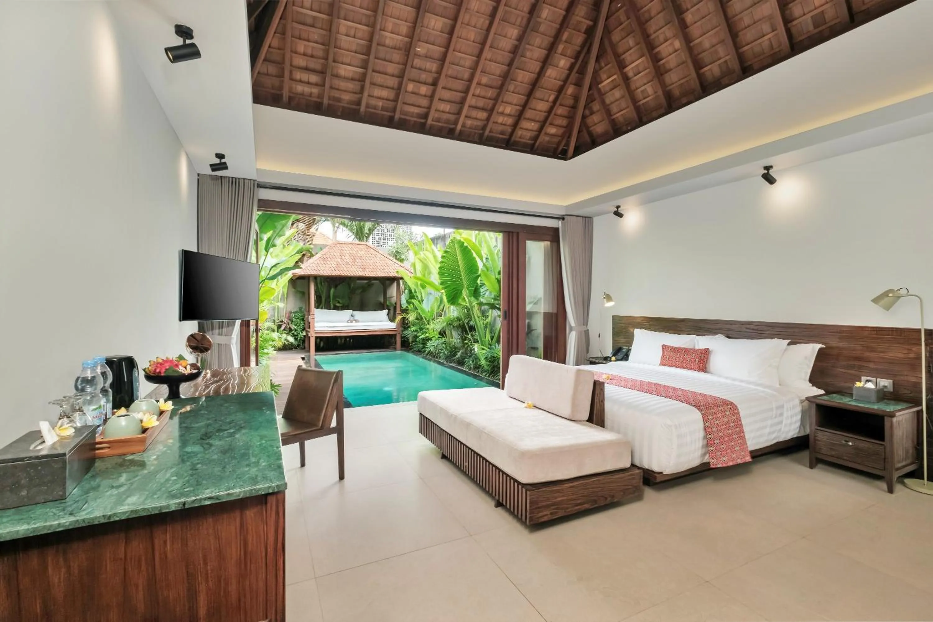 Bed in Mayaloka Villas Ubud