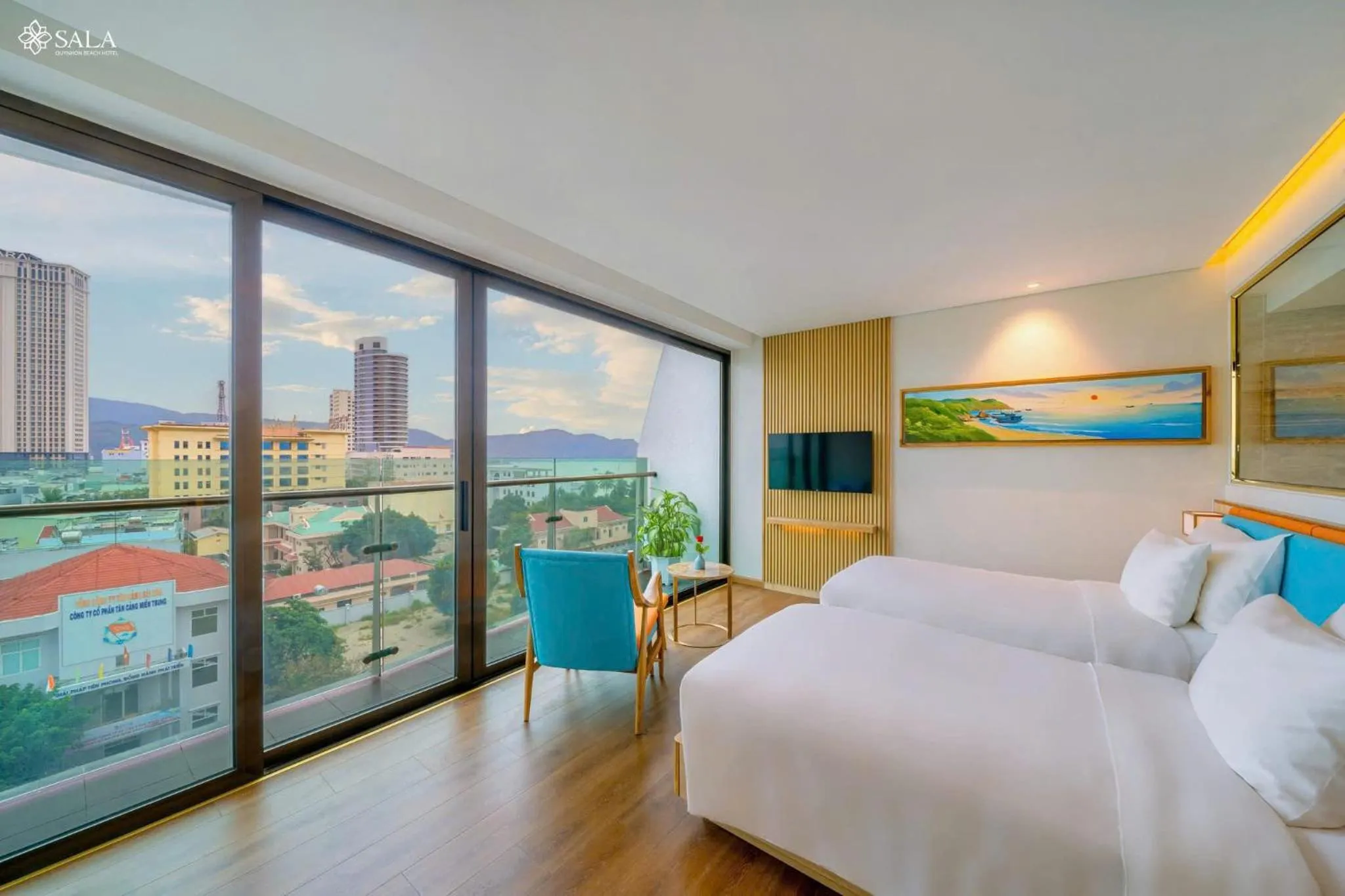 View (from property/room), Bed in Sala Quy Nhon Beach Hotel