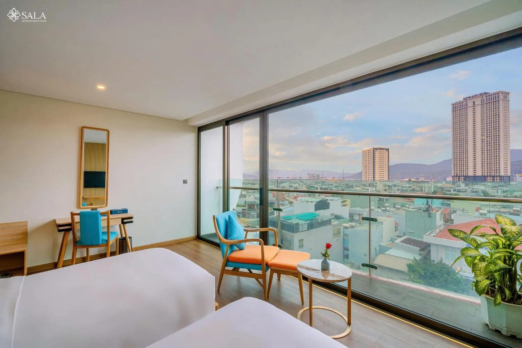 View (from property/room), Bed in Sala Quy Nhon Beach Hotel