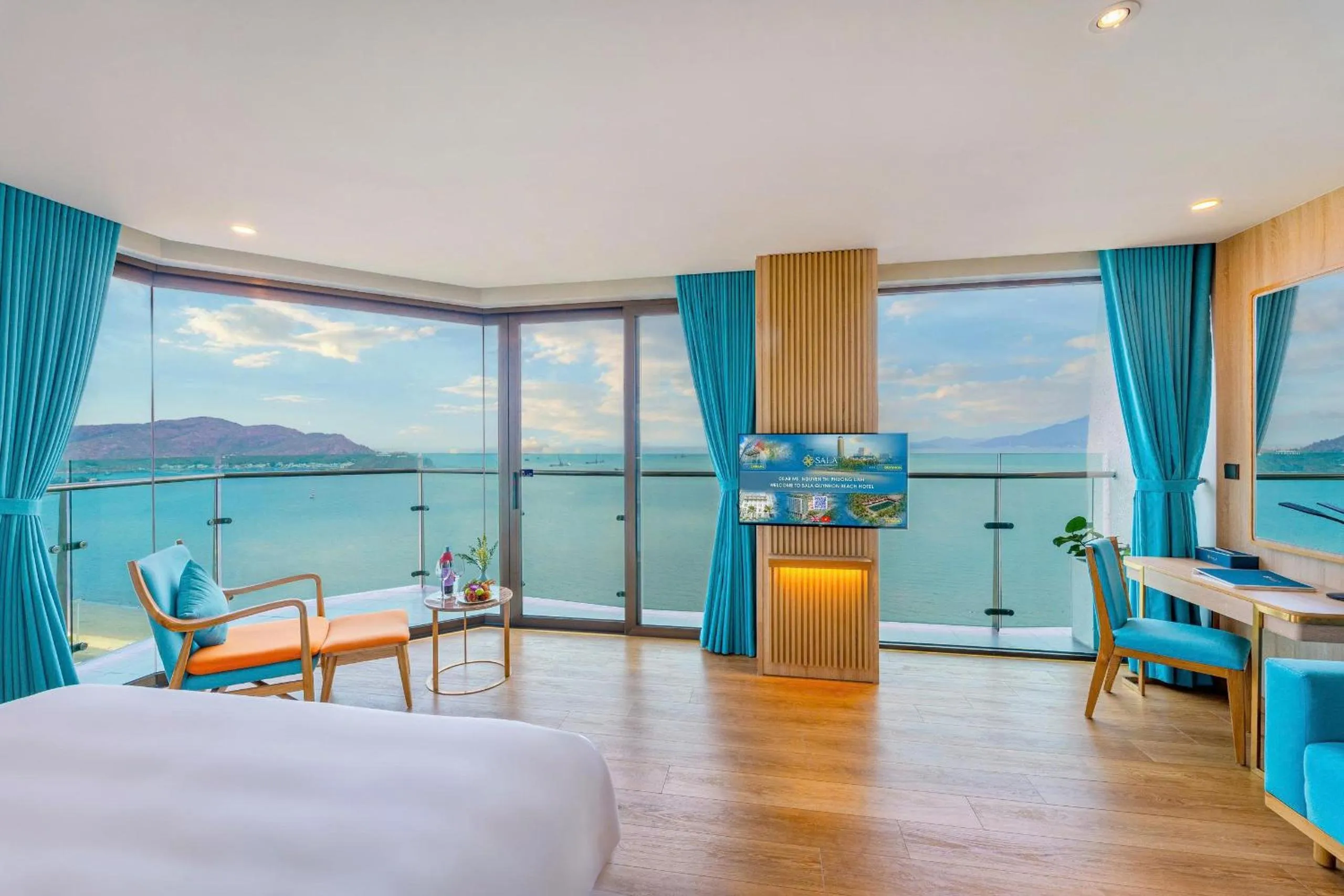 View (from property/room), Bed in Sala Quy Nhon Beach Hotel