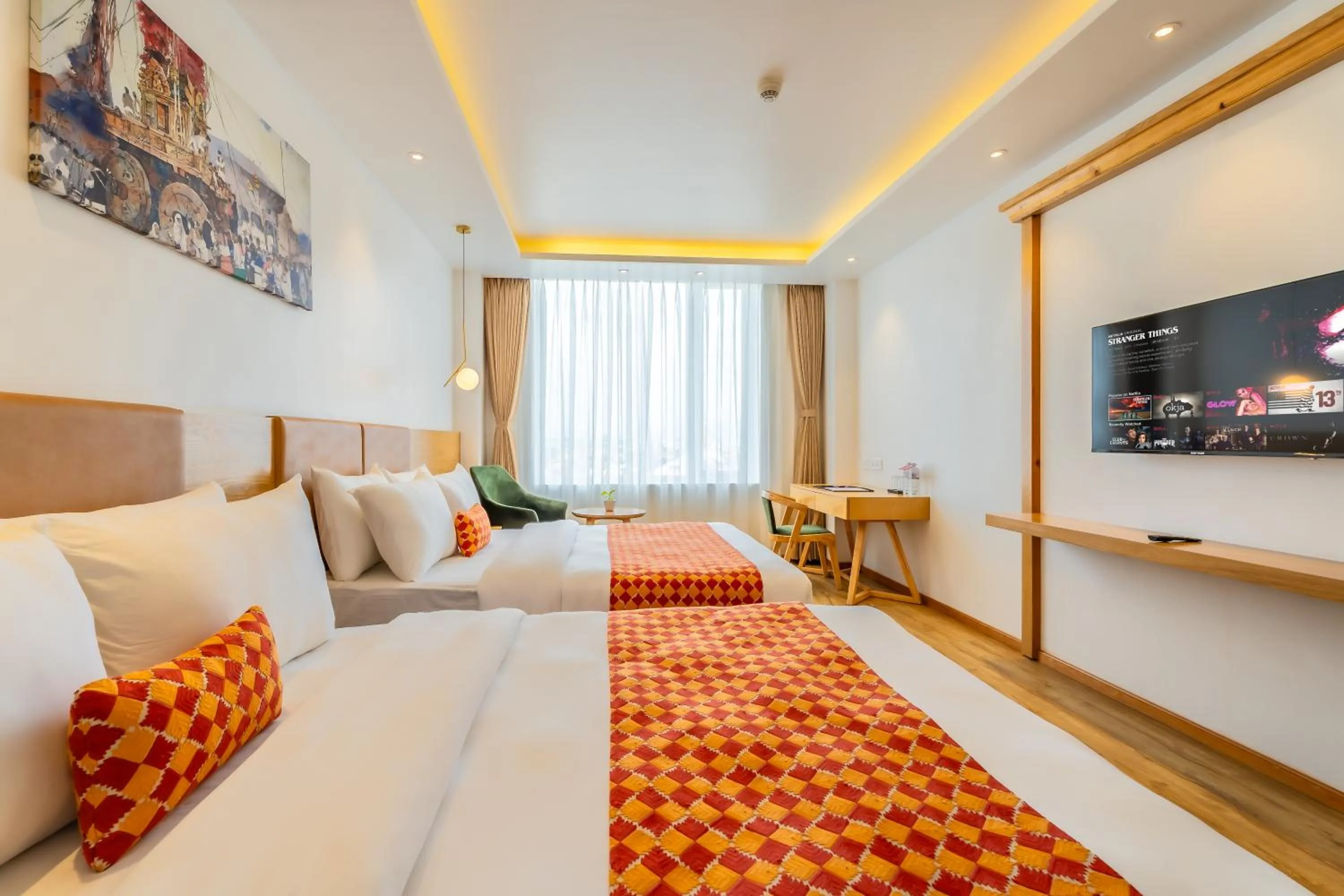 Communal lounge/ TV room, Bed in Hotel Anuttara