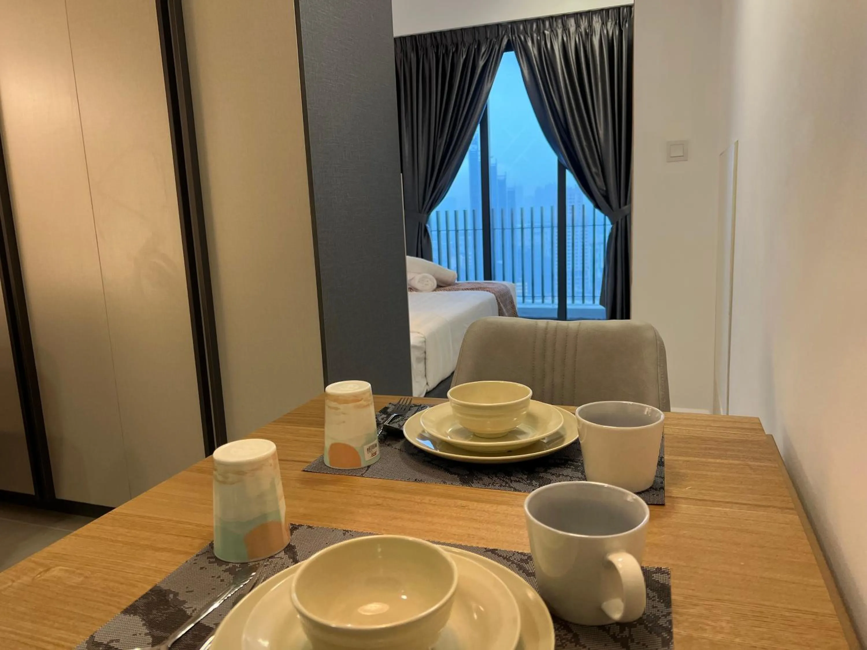 Dining area, Bed in The Colony By Infinitum Flixses