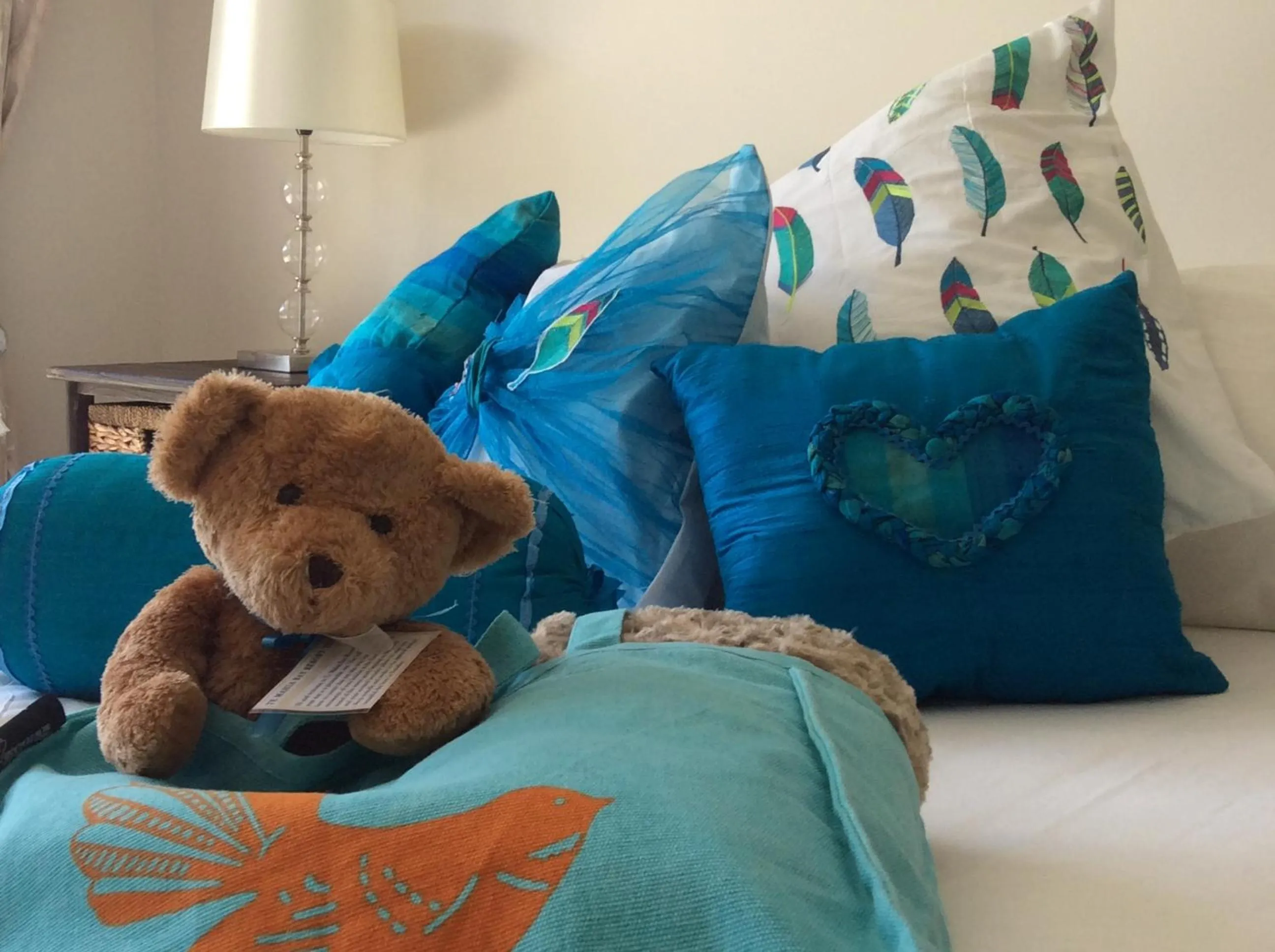 Decorative detail, Bed in Te Mahia Bay Resort