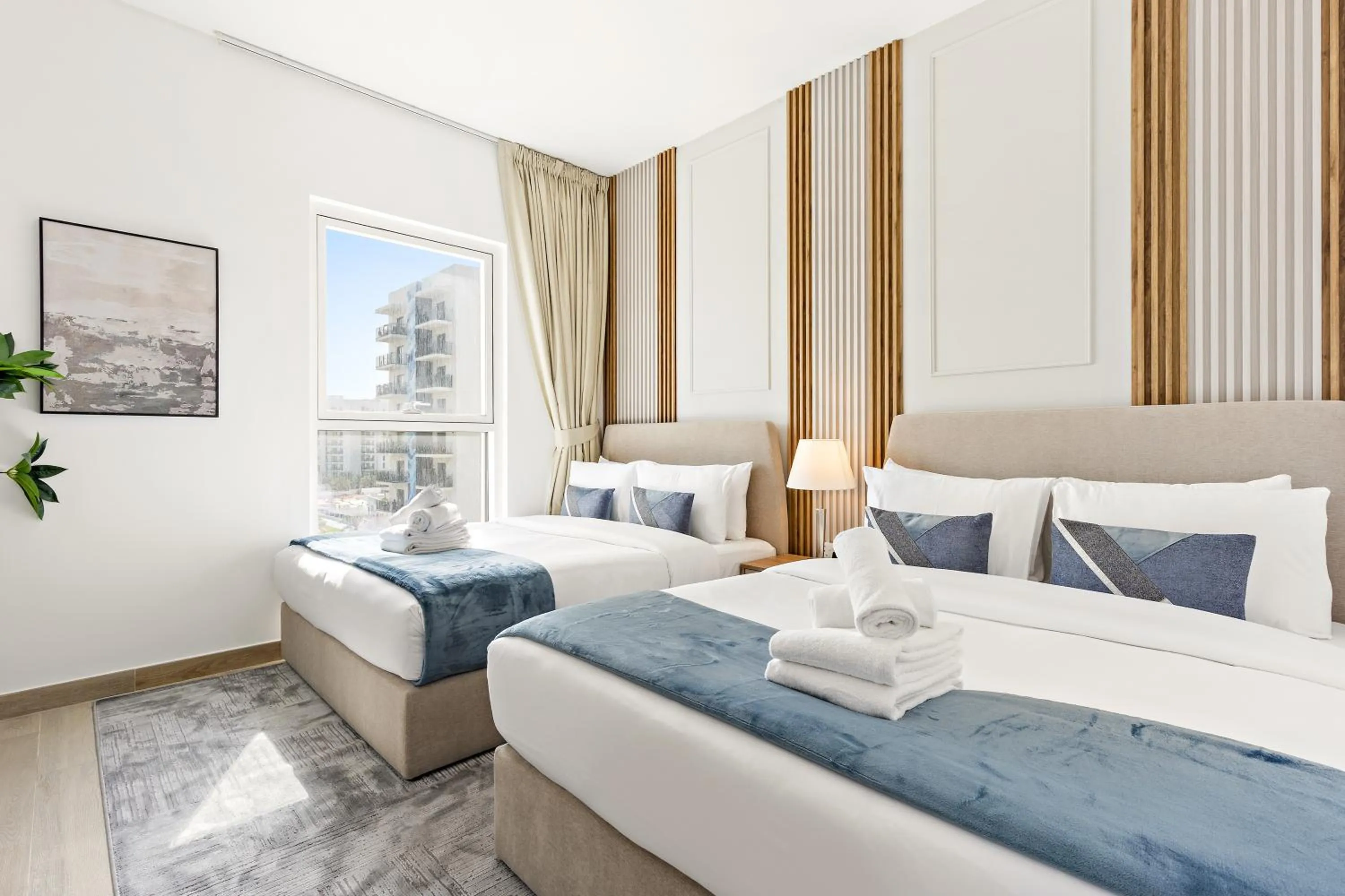 Bedroom, Bed in Desert Key - Perfectly Located Yas Island Premier Apts