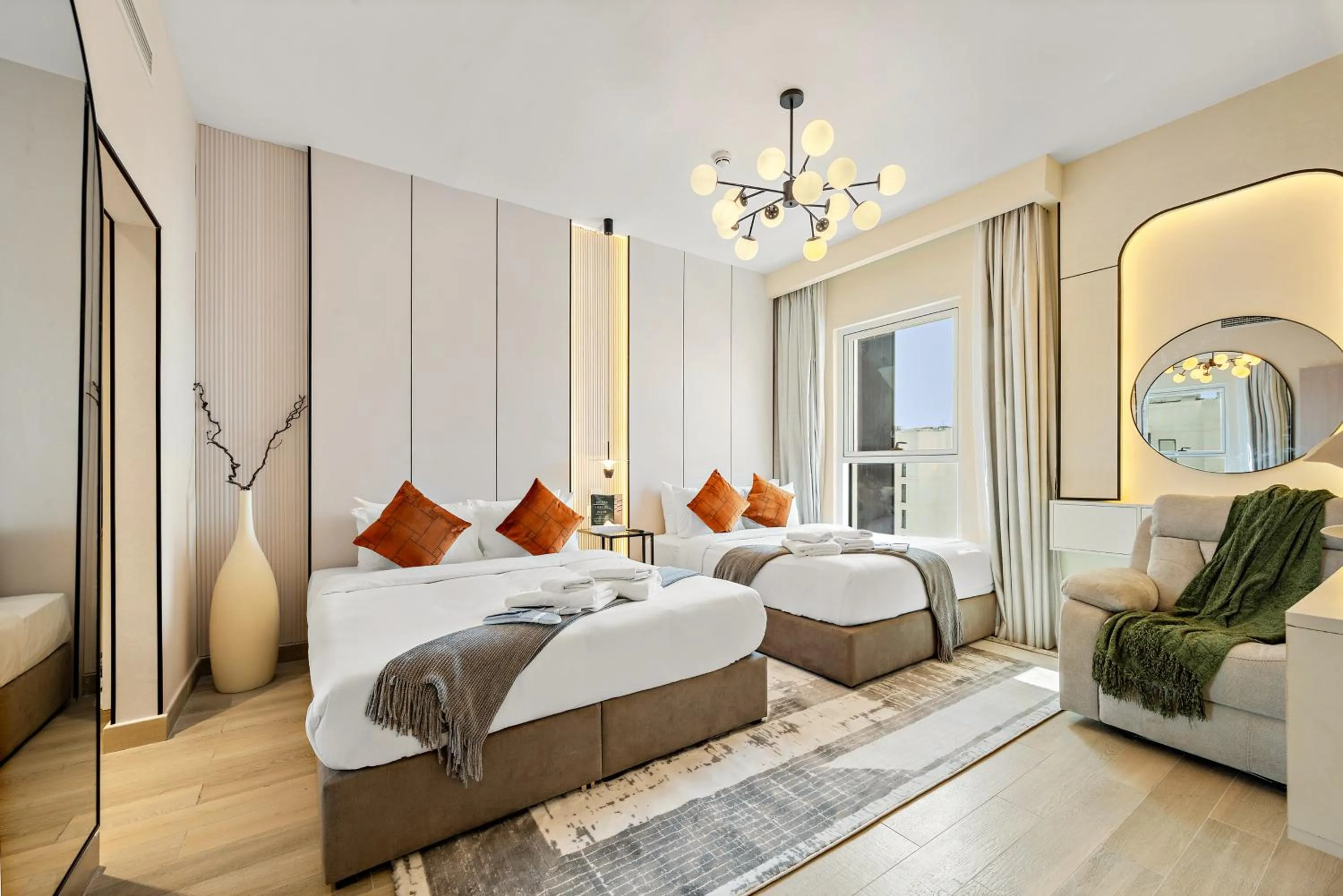 Bedroom, Bed in Desert Key - Perfectly Located Yas Island Premier Apts