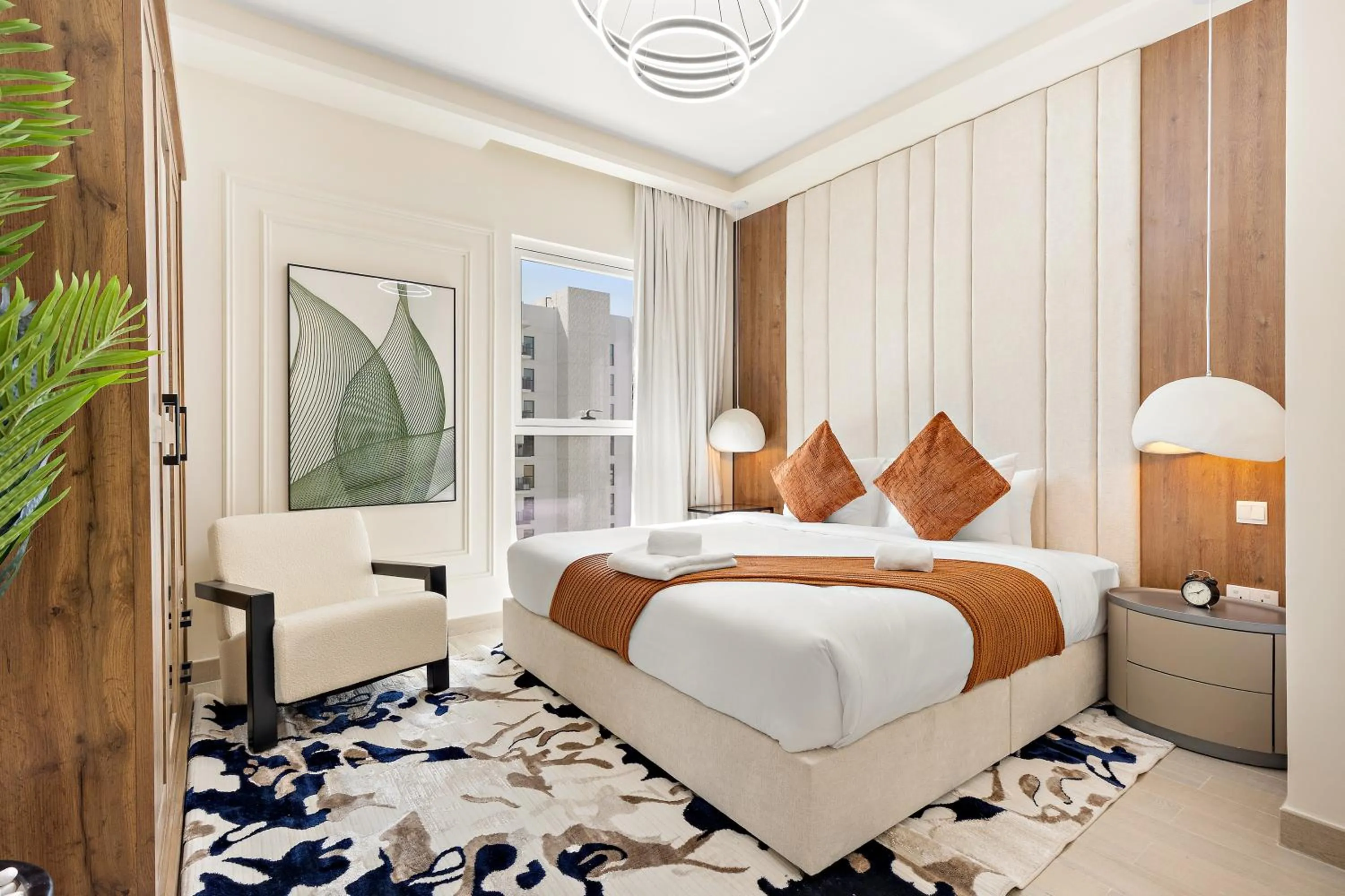 Bedroom, Bed in Desert Key - Perfectly Located Yas Island Premier Apts