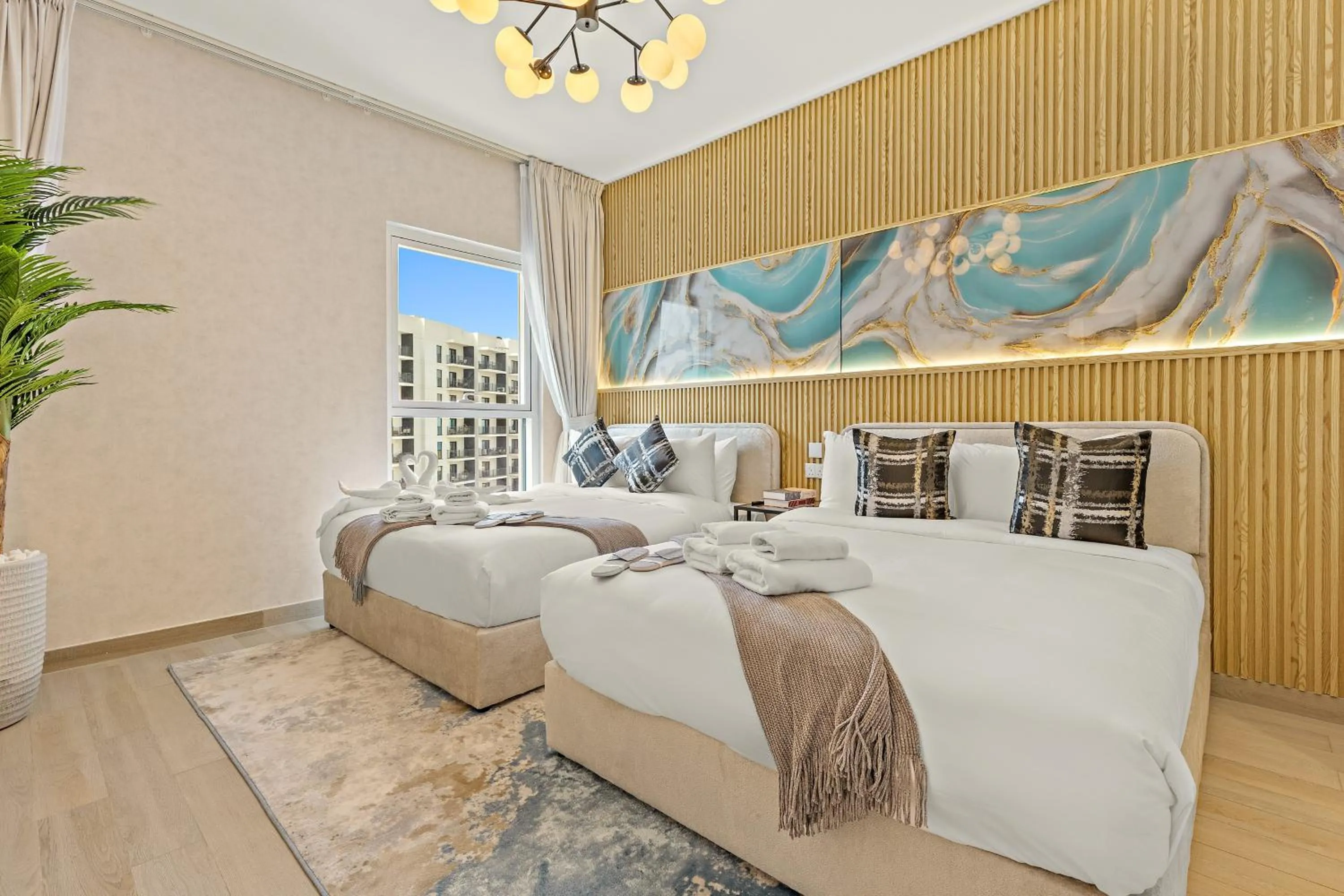 Bedroom, Bed in Desert Key - Perfectly Located Yas Island Premier Apts