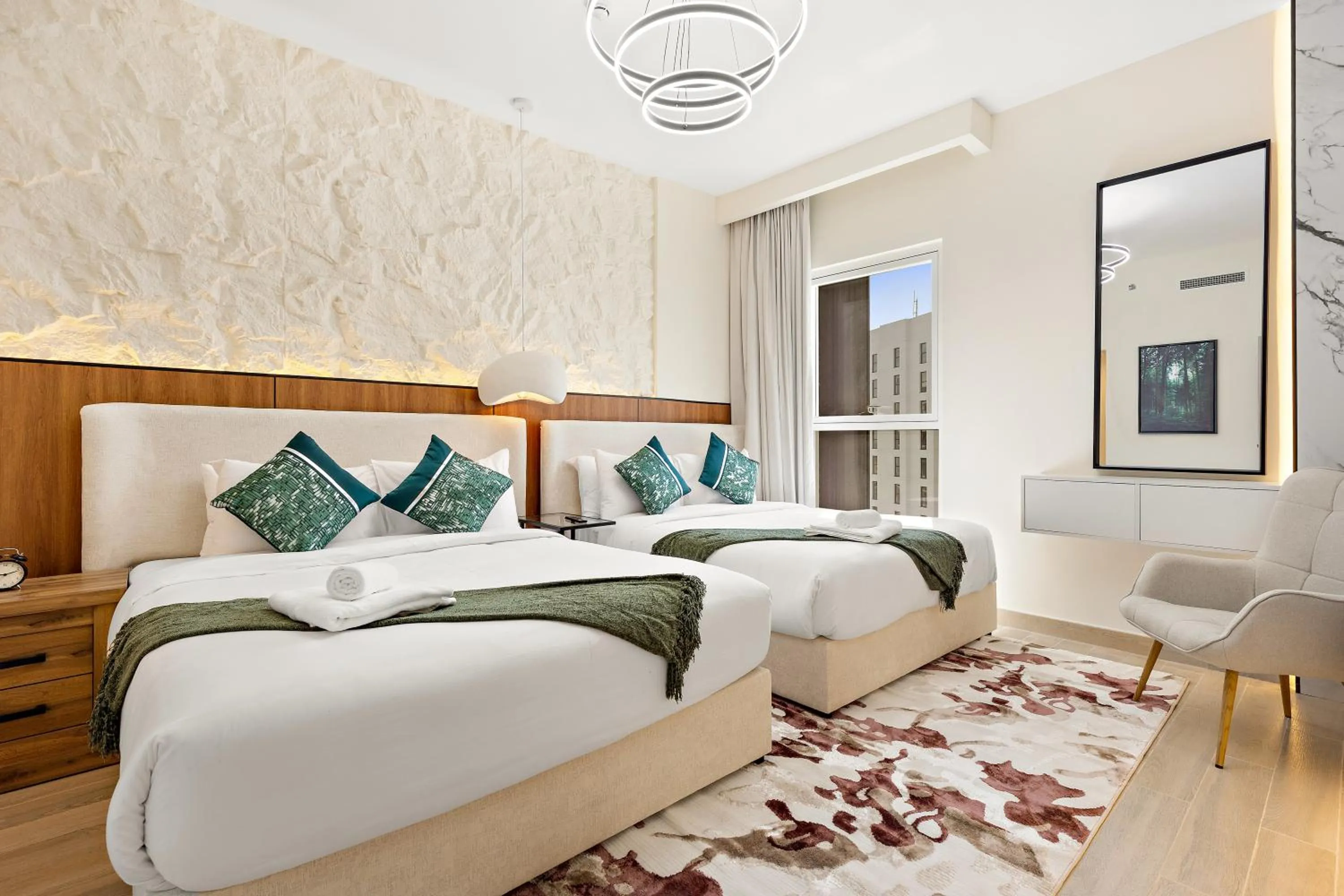 Bedroom, Bed in Desert Key - Perfectly Located Yas Island Premier Apts