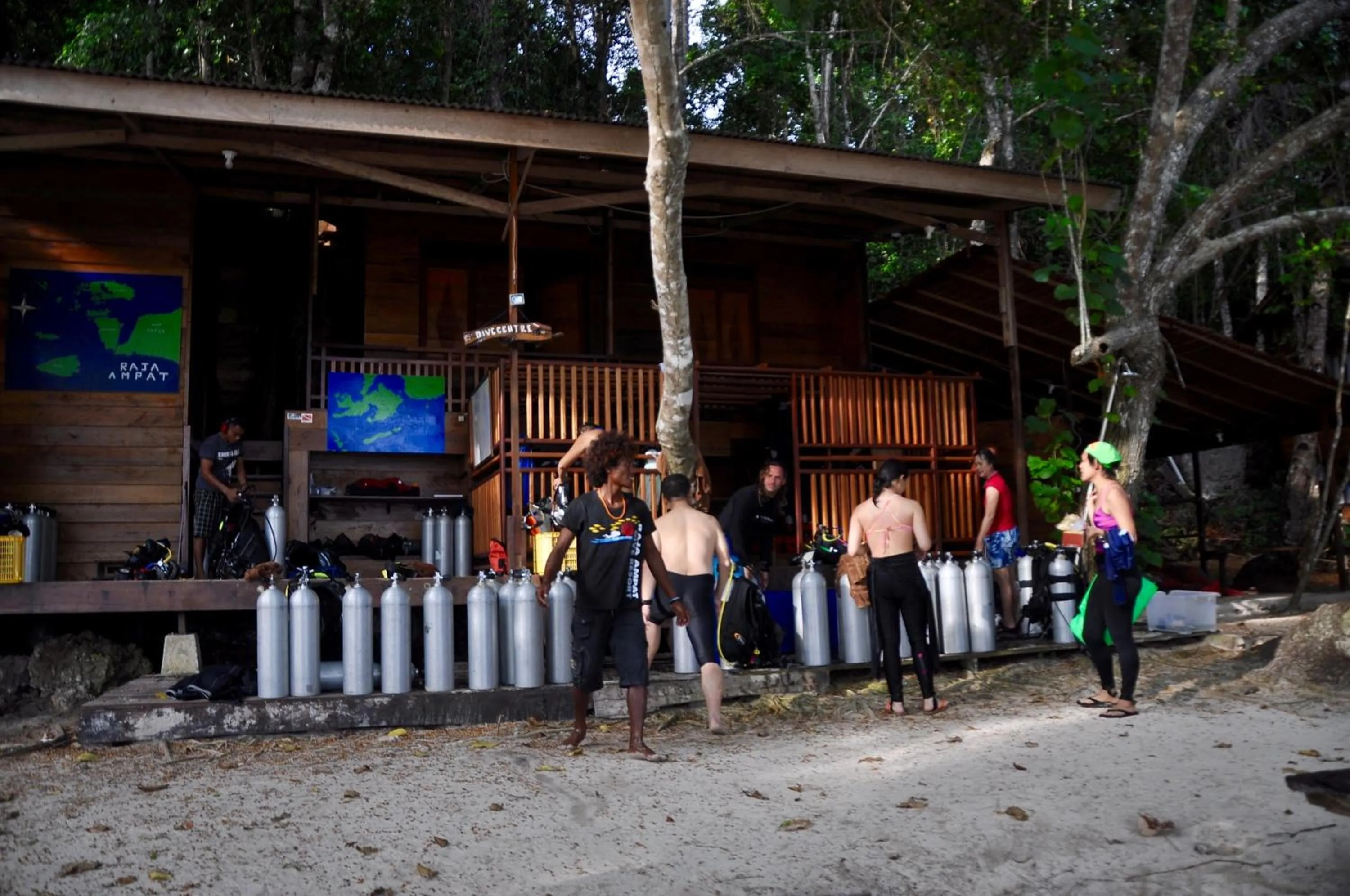 group of guests in Raja Ampat Dive Resort