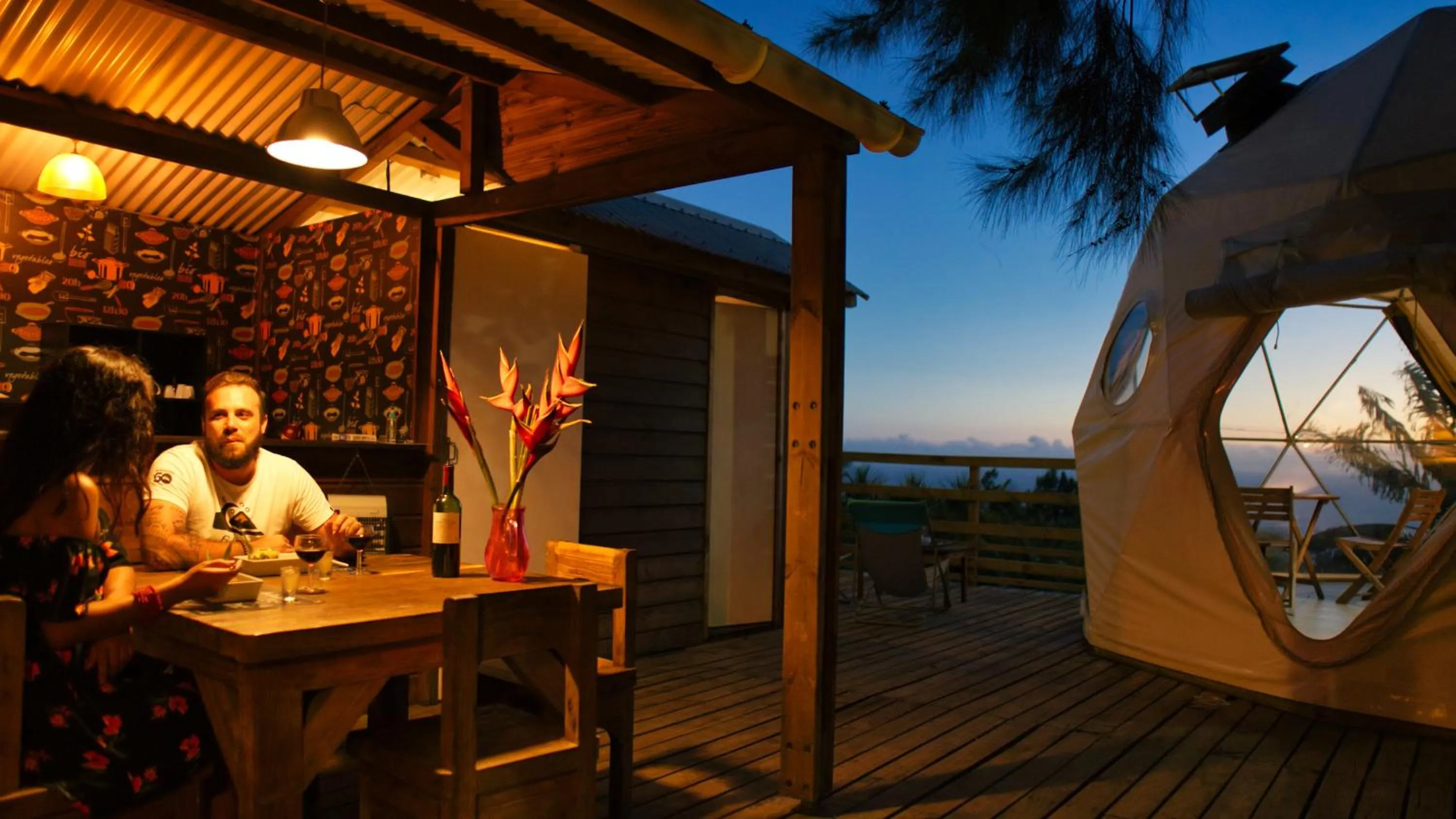 Dining area in Bubble Dome Village