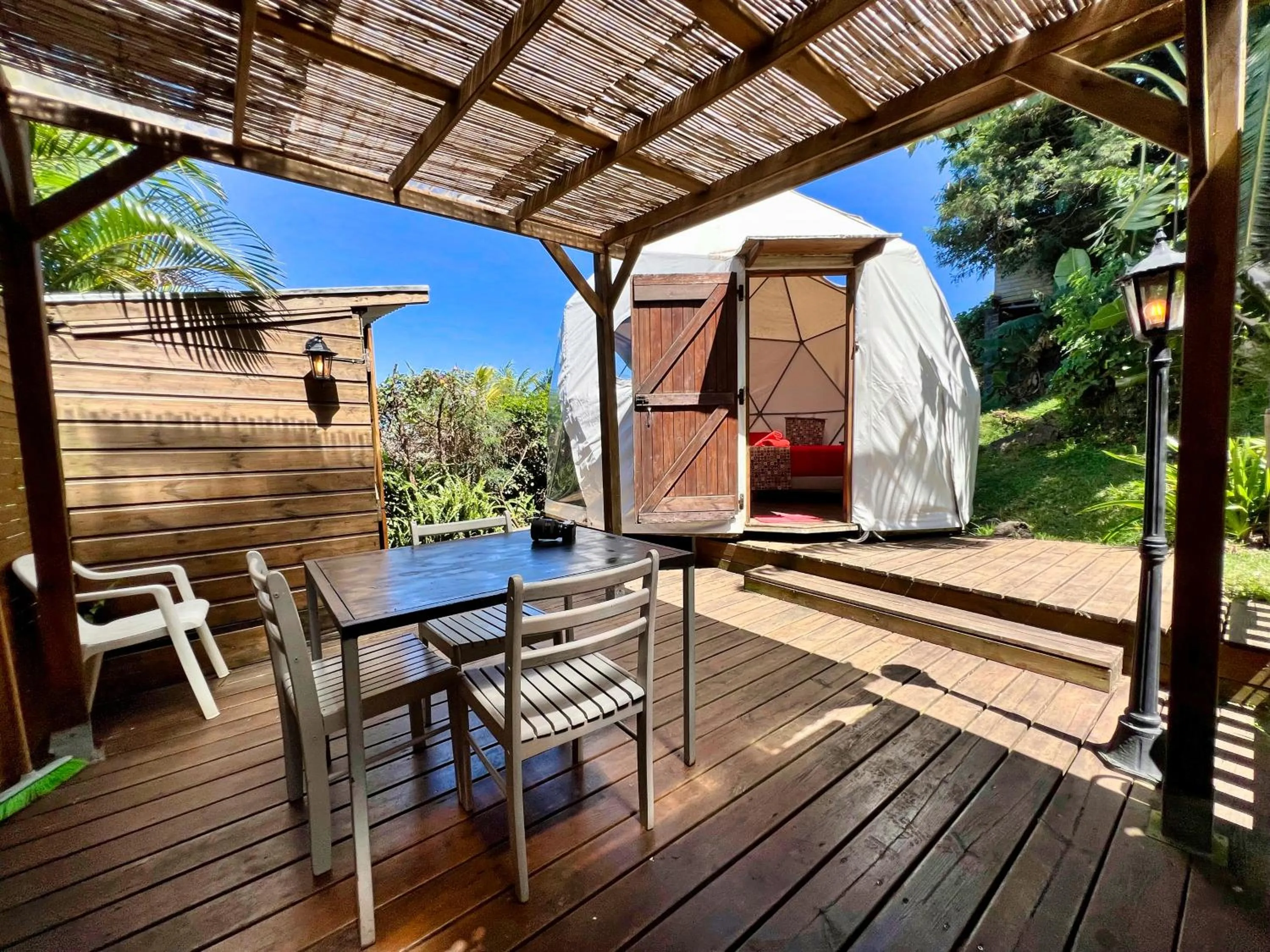 Dining area in Bubble Dome Village
