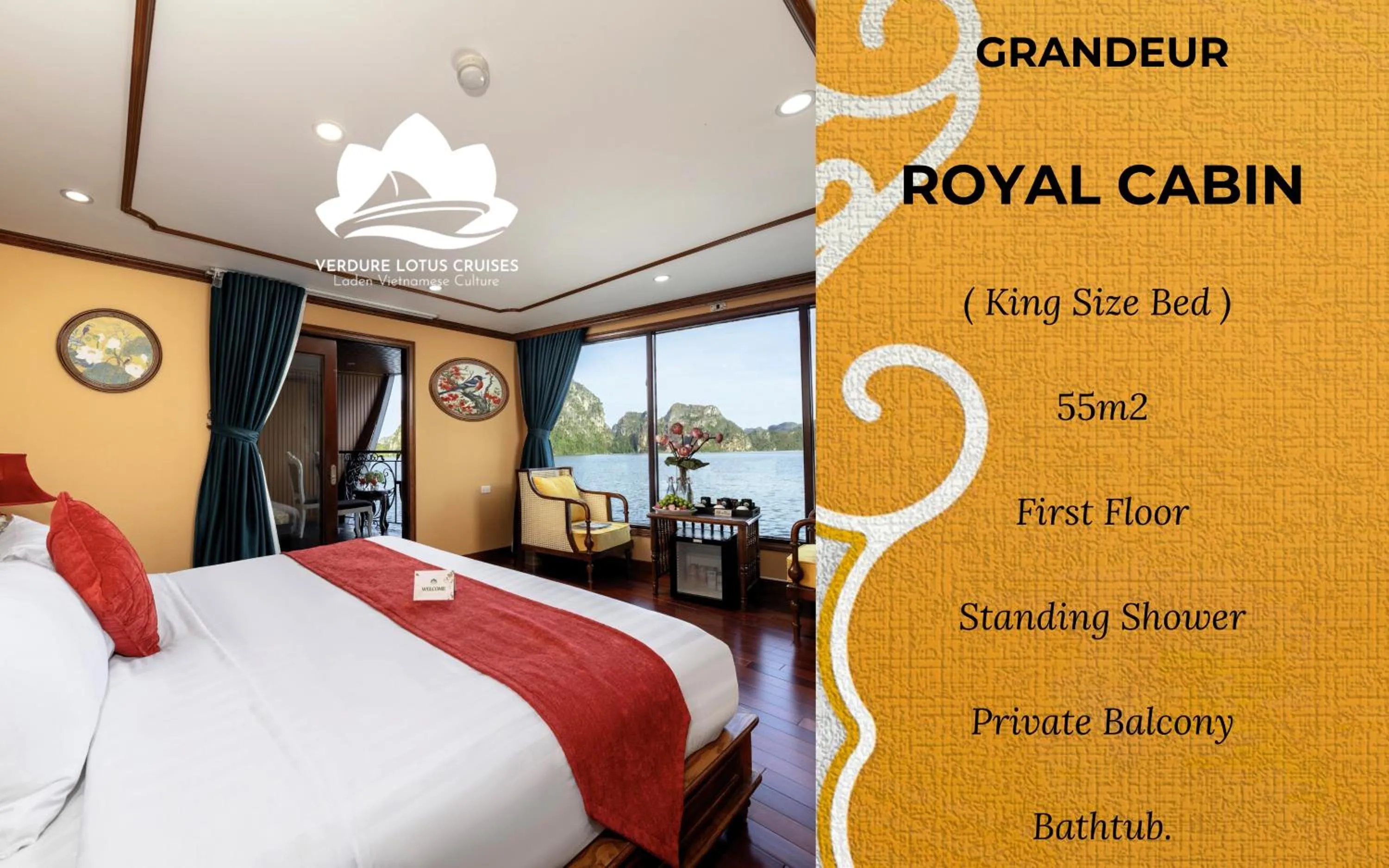 Bedroom, Bed in Verdure Lotus Grandeur Cruise on Ha Long Bay