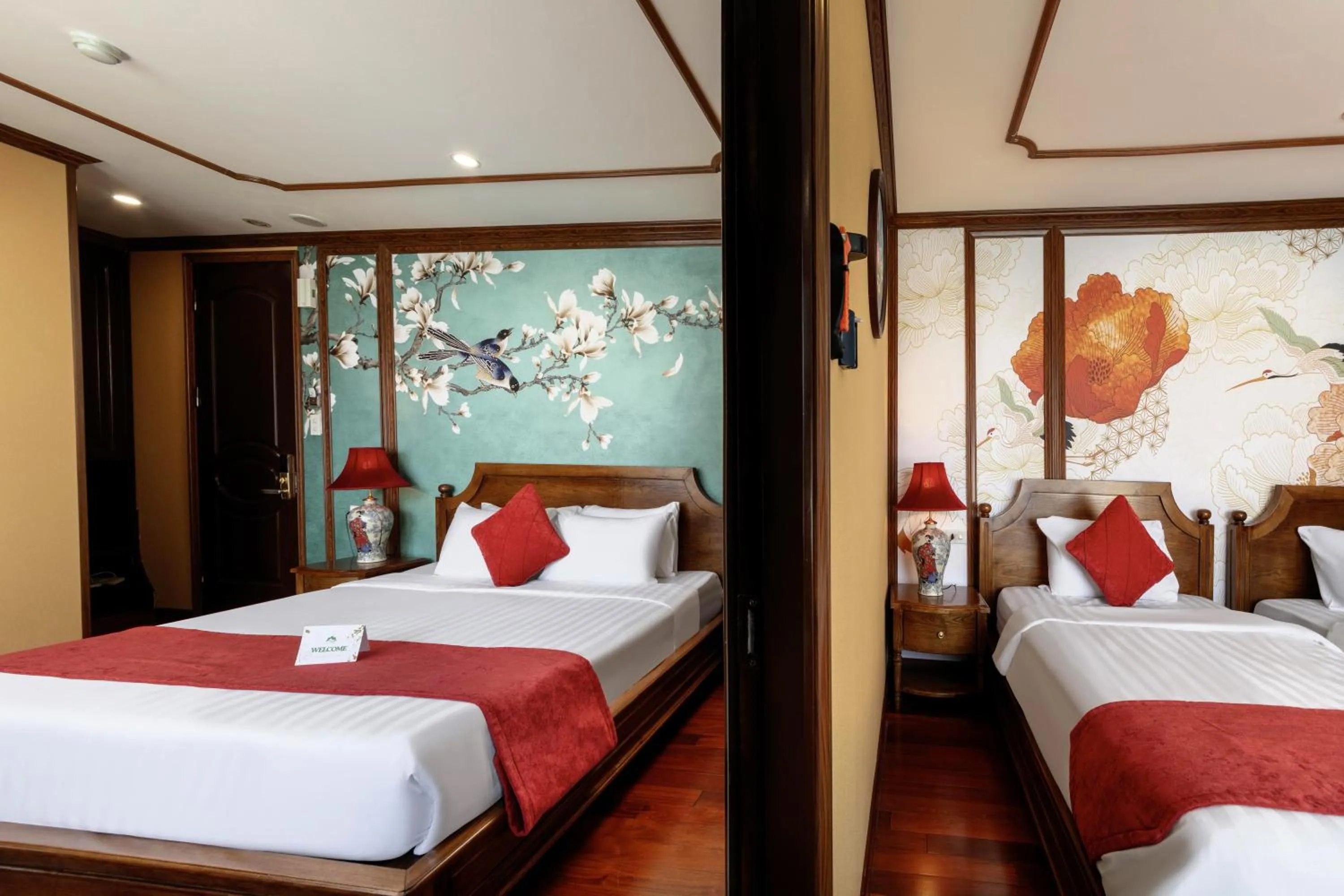 Photo of the whole room, Bed in Verdure Lotus Grandeur Cruise on Ha Long Bay