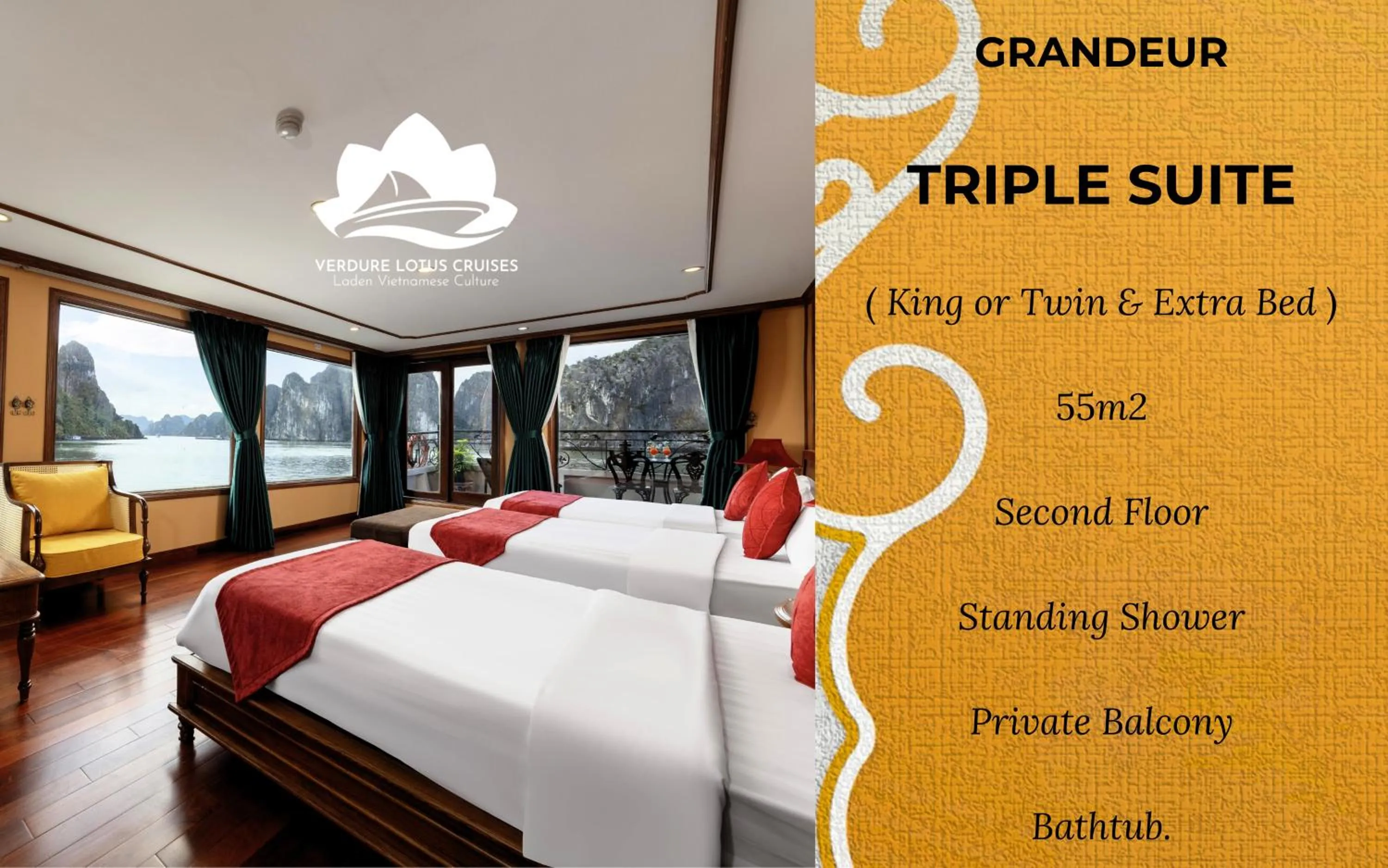 Bedroom, Bed in Verdure Lotus Grandeur Cruise on Ha Long Bay