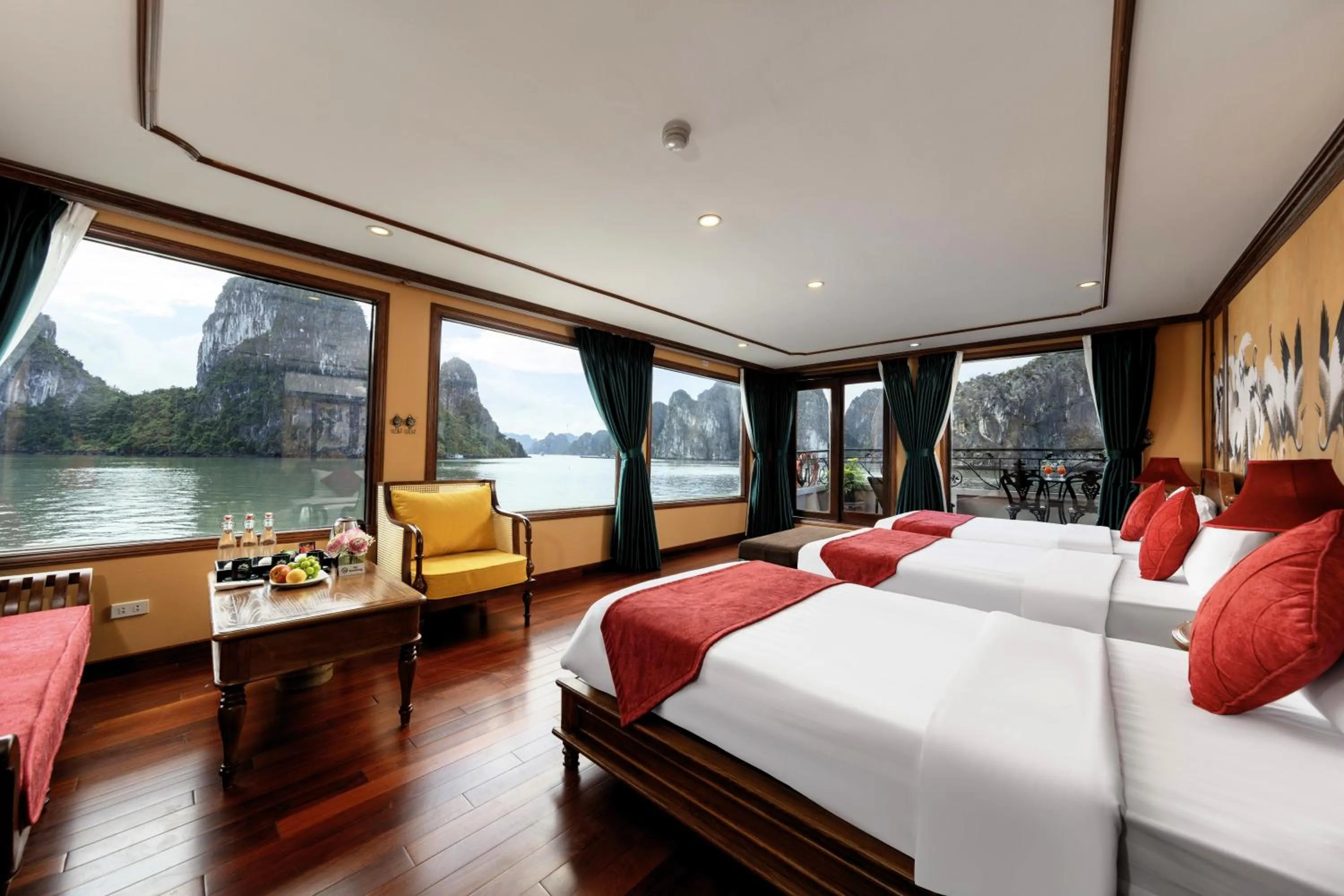 View (from property/room), Bed in Verdure Lotus Grandeur Cruise on Ha Long Bay
