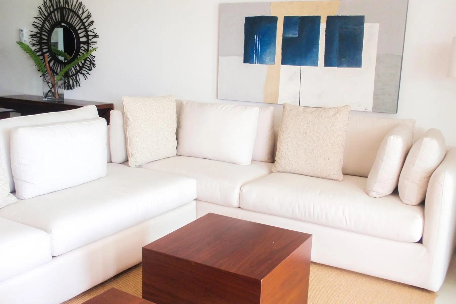 Living room in Luxury Condos at Mareazul Beachfront Complex with Resort-Style Amenities