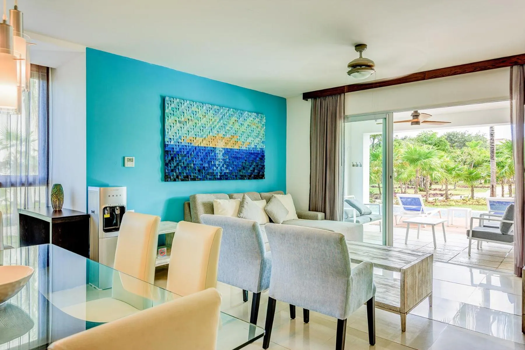 Patio in Luxury Condos at Mareazul Beachfront Complex with Resort-Style Amenities
