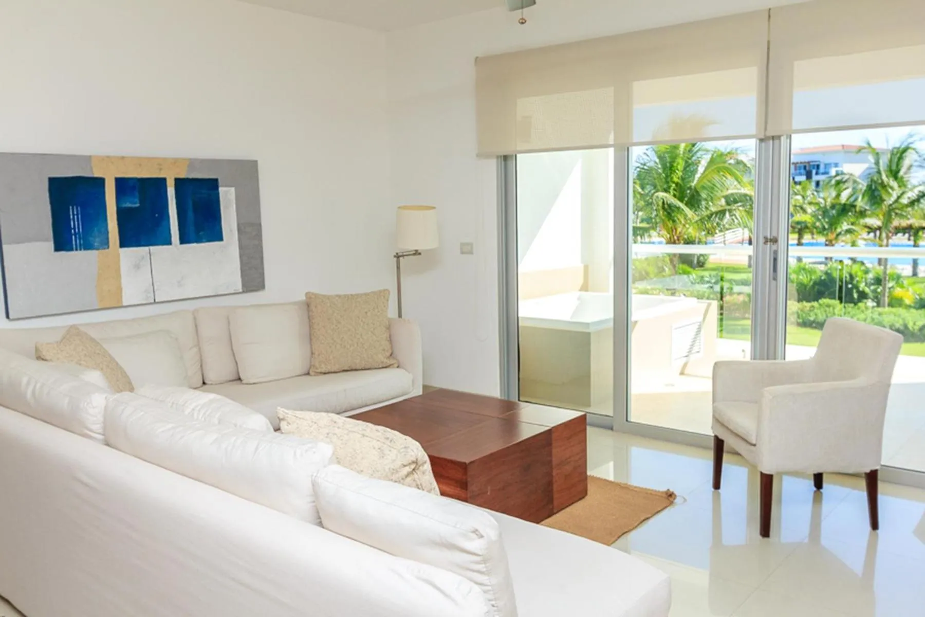 Seating area in Luxury Condos at Mareazul Beachfront Complex with Resort-Style Amenities