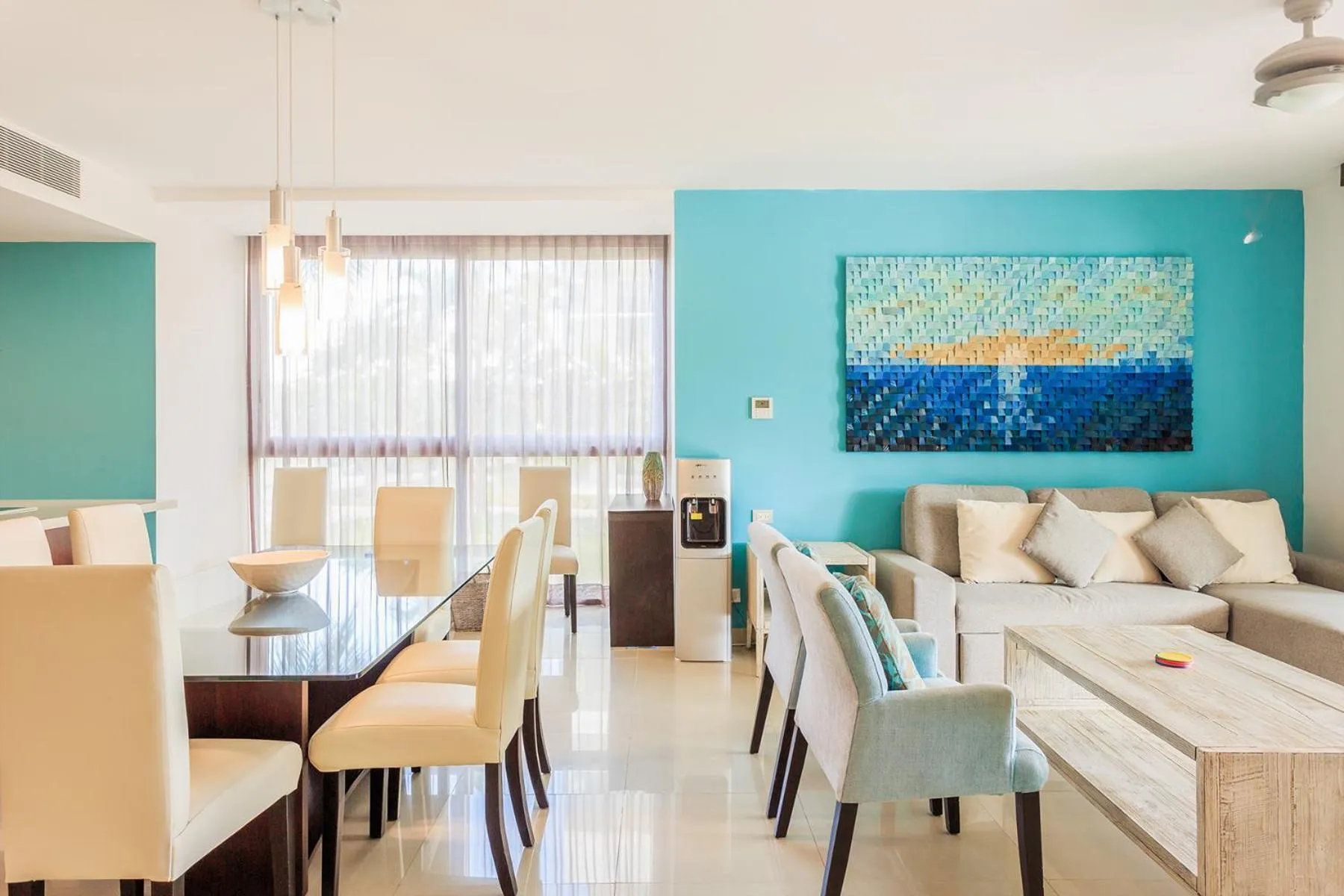 Living room in Luxury Condos at Mareazul Beachfront Complex with Resort-Style Amenities