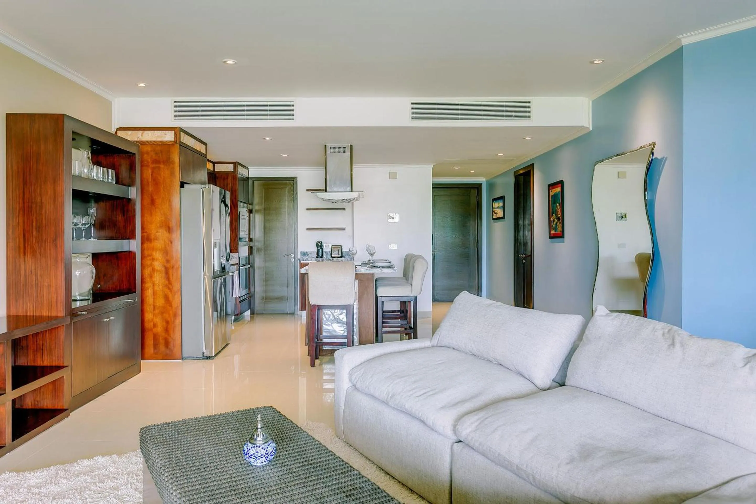 Living room in Luxury Condos at Mareazul Beachfront Complex with Resort-Style Amenities