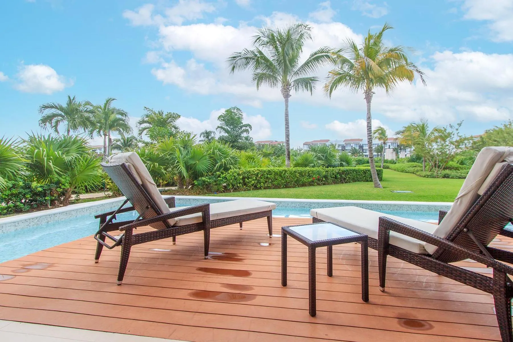 Patio in Luxury Condos at Mareazul Beachfront Complex with Resort-Style Amenities