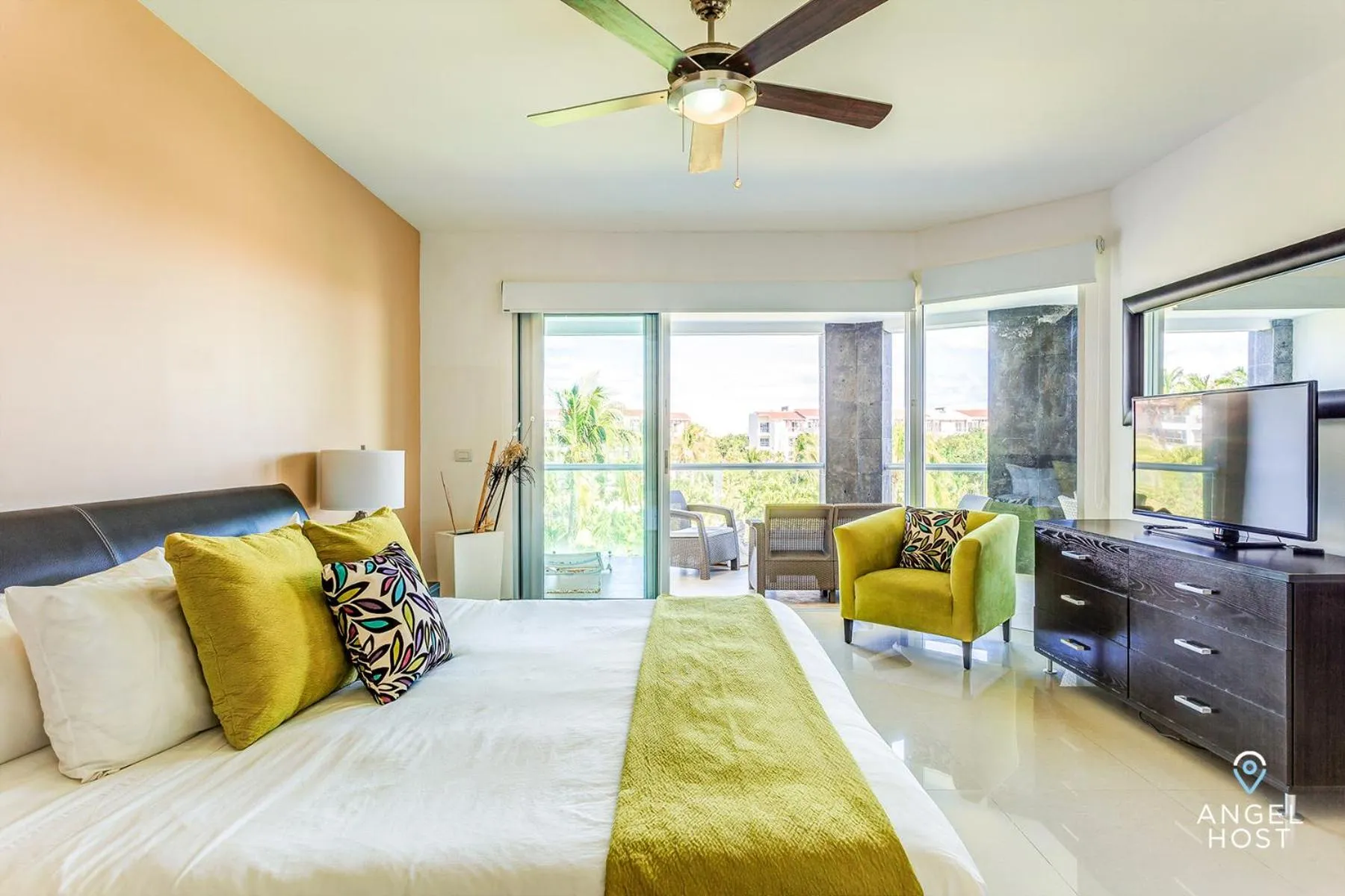 Bed in Luxury Condos at Mareazul Beachfront Complex with Resort-Style Amenities