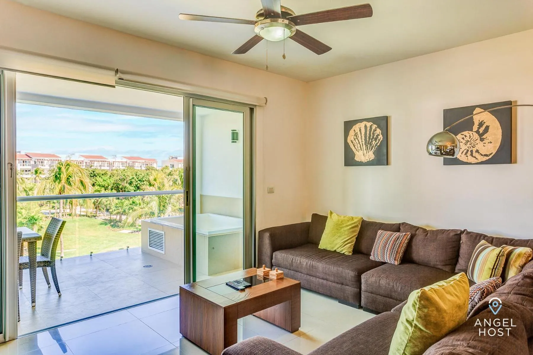 Patio in Luxury Condos at Mareazul Beachfront Complex with Resort-Style Amenities