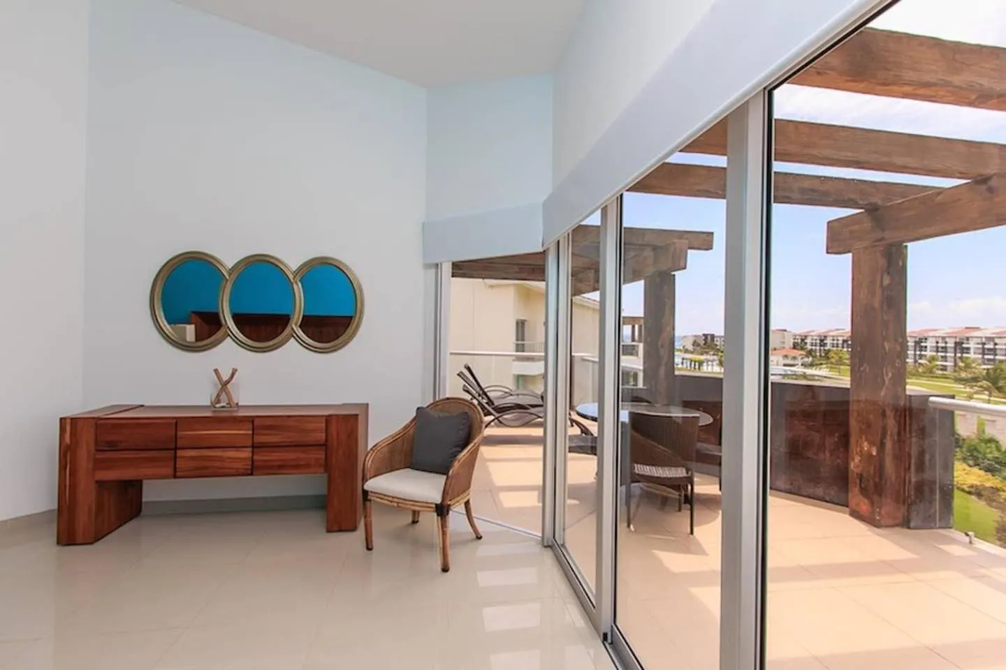 Patio in Luxury Condos at Mareazul Beachfront Complex with Resort-Style Amenities