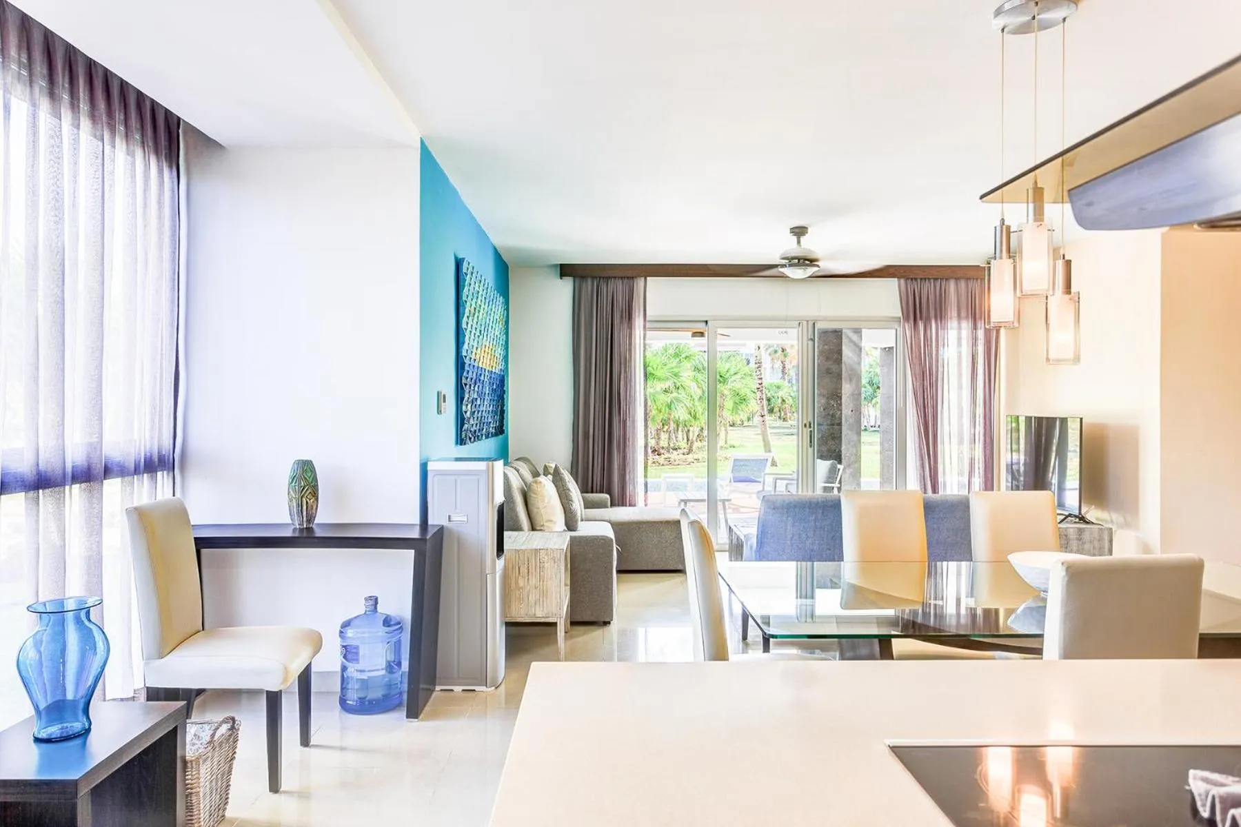 Living room in Luxury Condos at Mareazul Beachfront Complex with Resort-Style Amenities