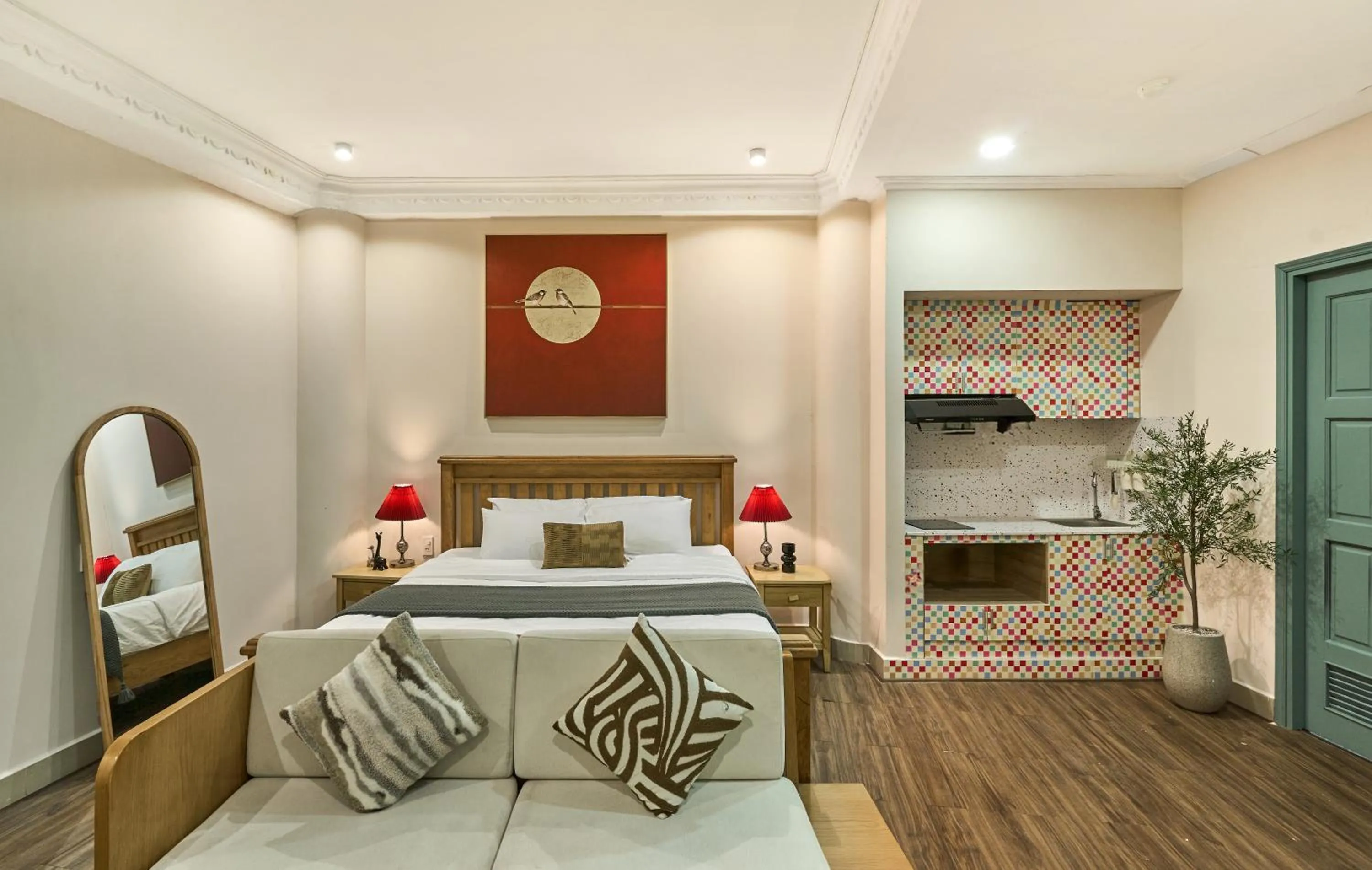 Bed in The Passion Lux Airport Hotel Apartment - Free Airport