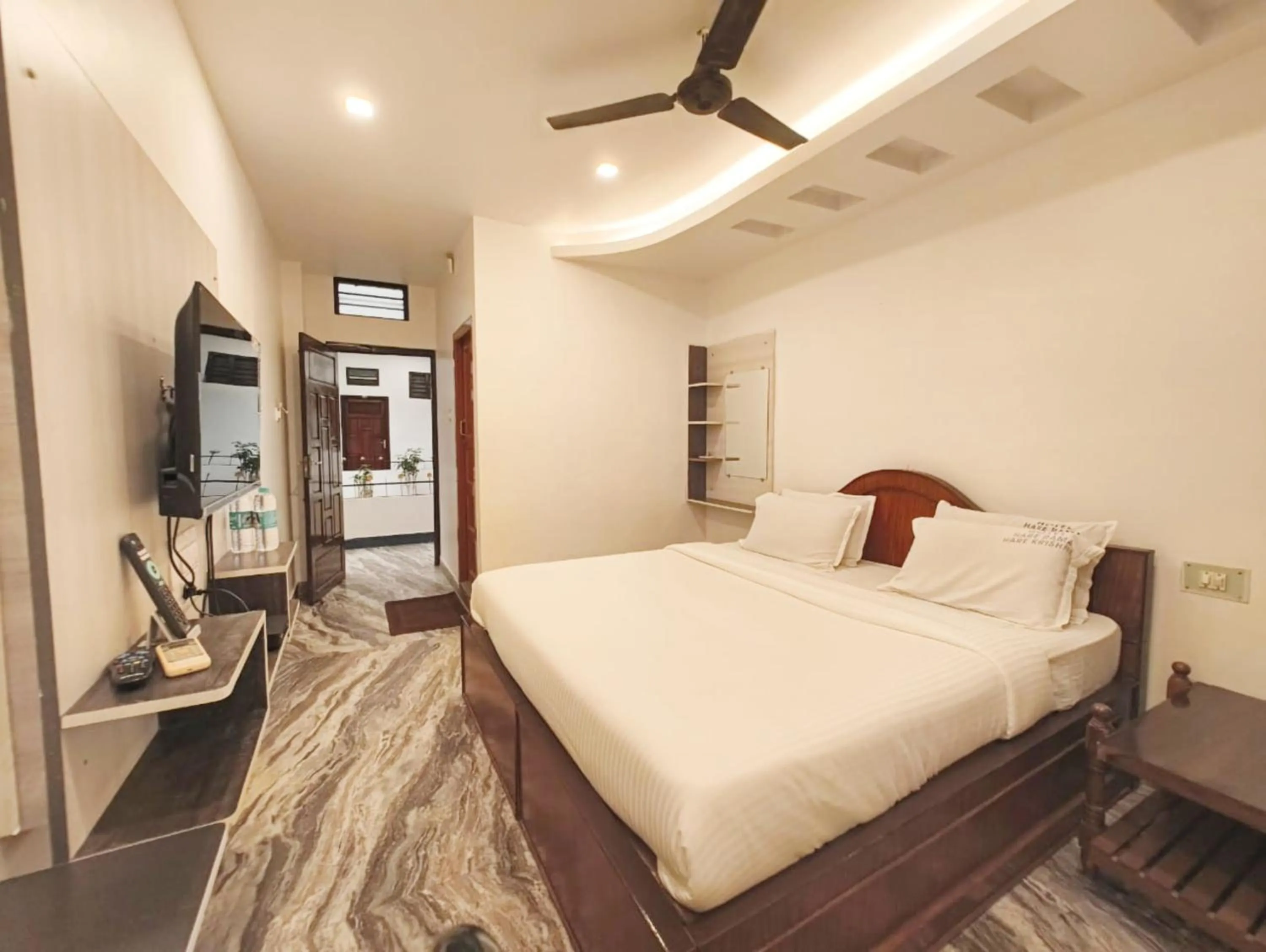 View (from property/room), Bed in Hare Rama Hare Krishna - EESHA Hotel