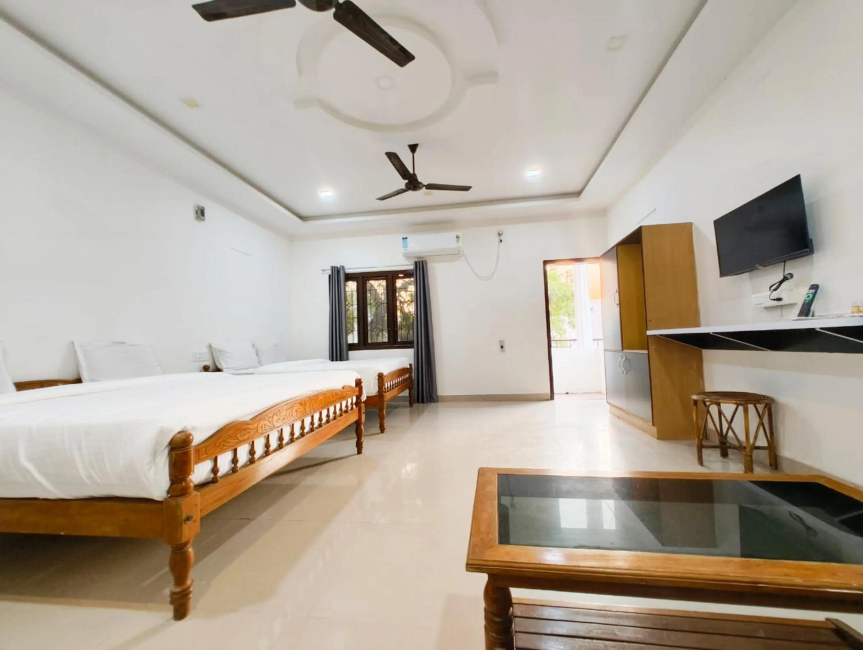 View (from property/room), Bed in Hare Rama Hare Krishna - EESHA Hotel