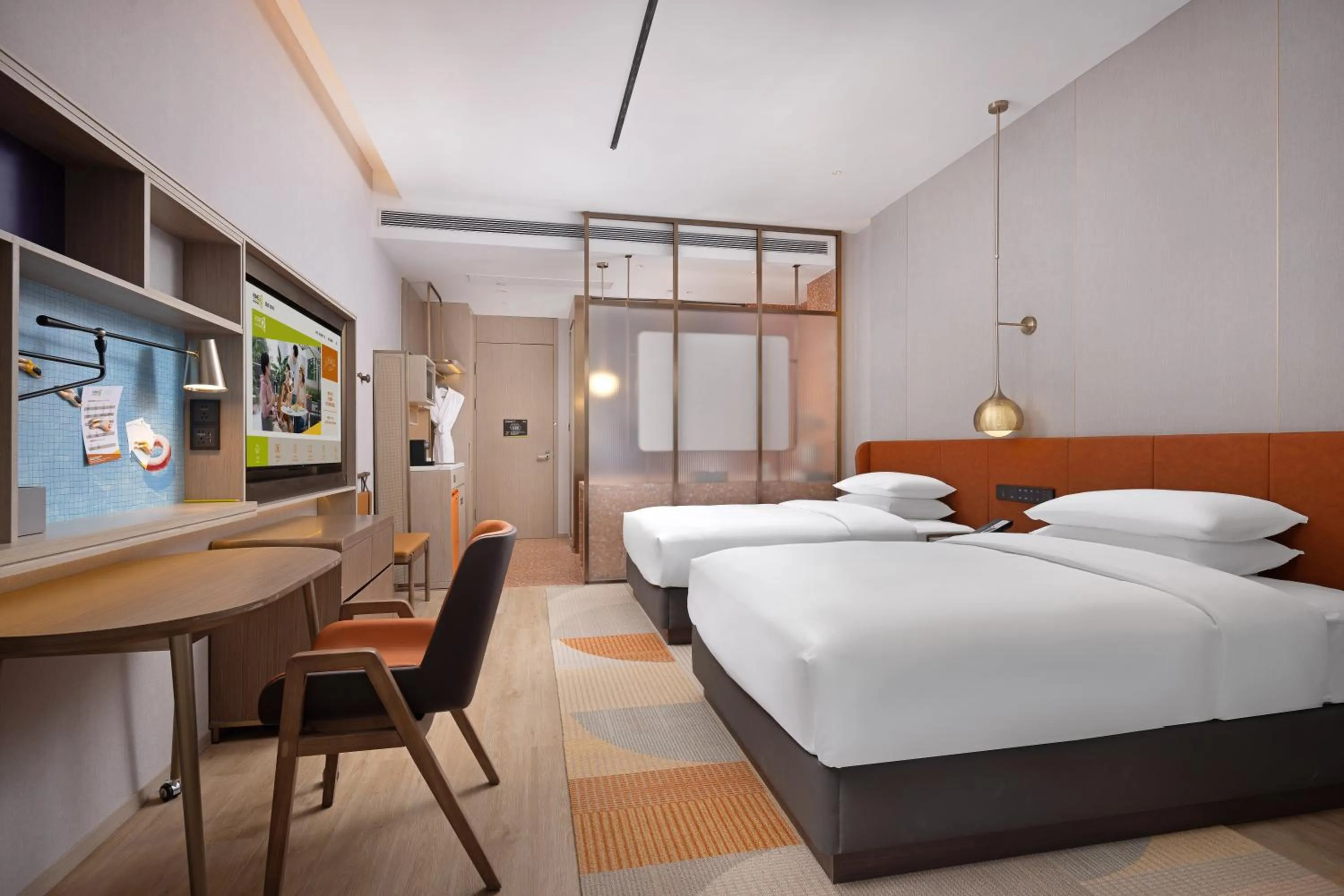 Photo of the whole room, Bed in Home2 Suite by Hilton Ningbo Yinzhou