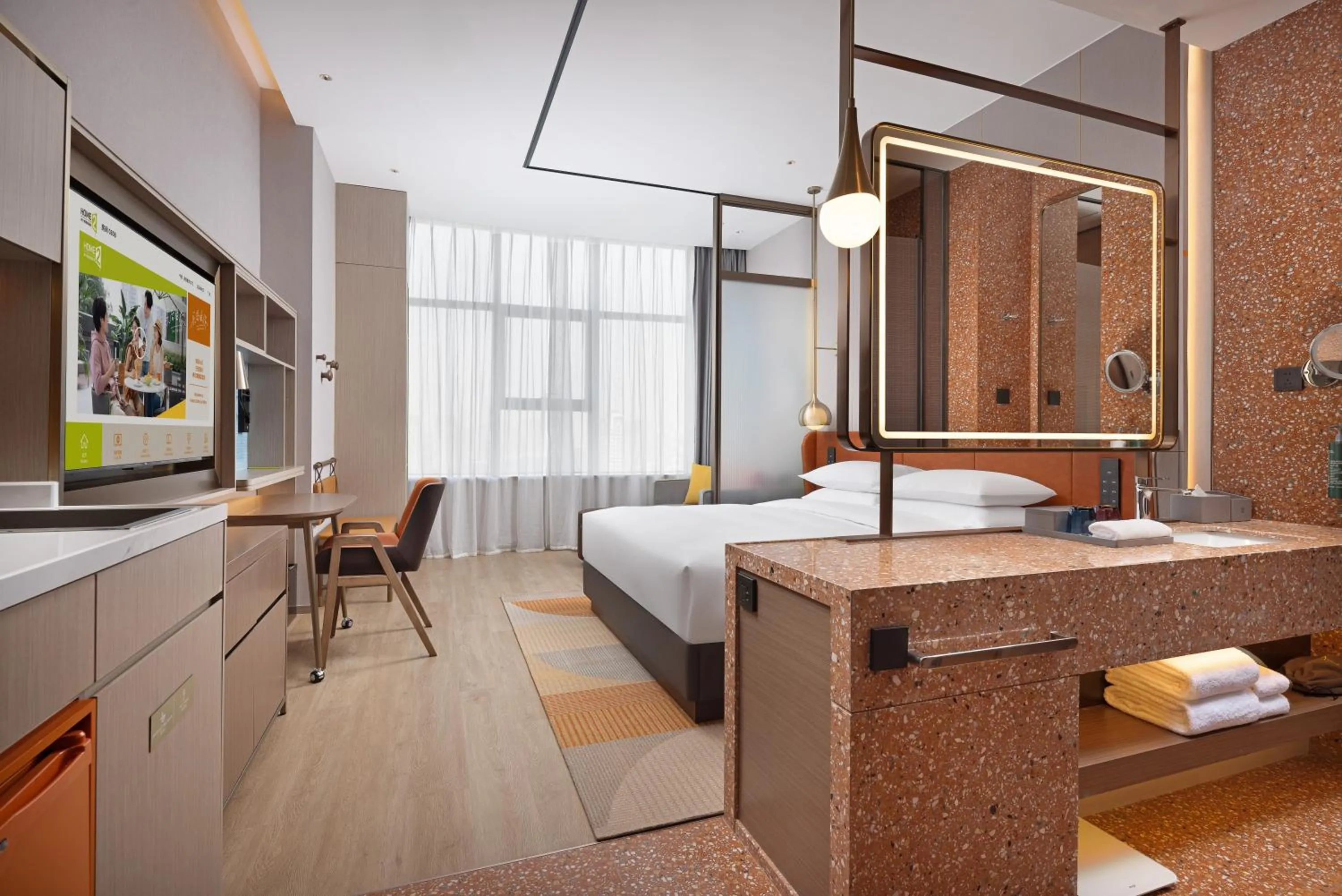 Bedroom, Bed in Home2 Suite by Hilton Ningbo Yinzhou