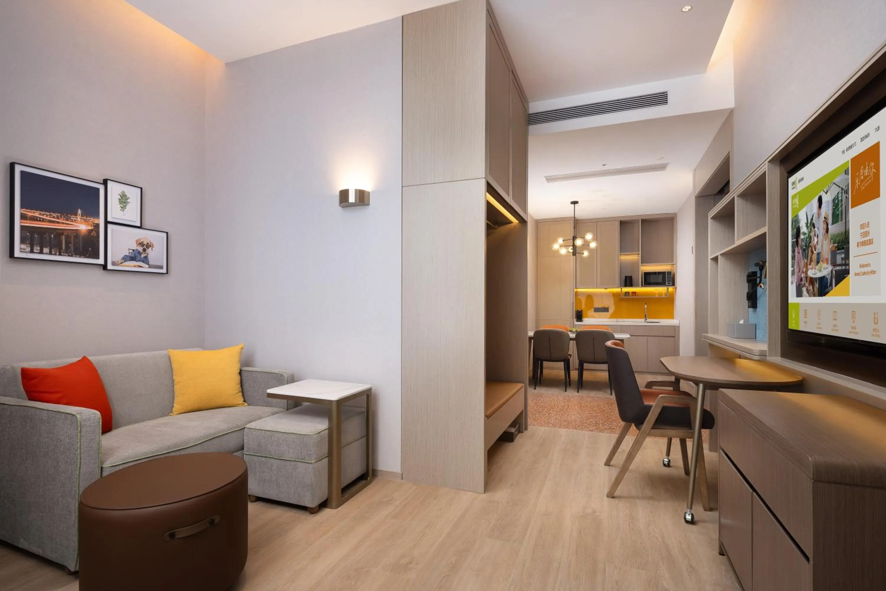 Living room in Home2 Suite by Hilton Ningbo Yinzhou