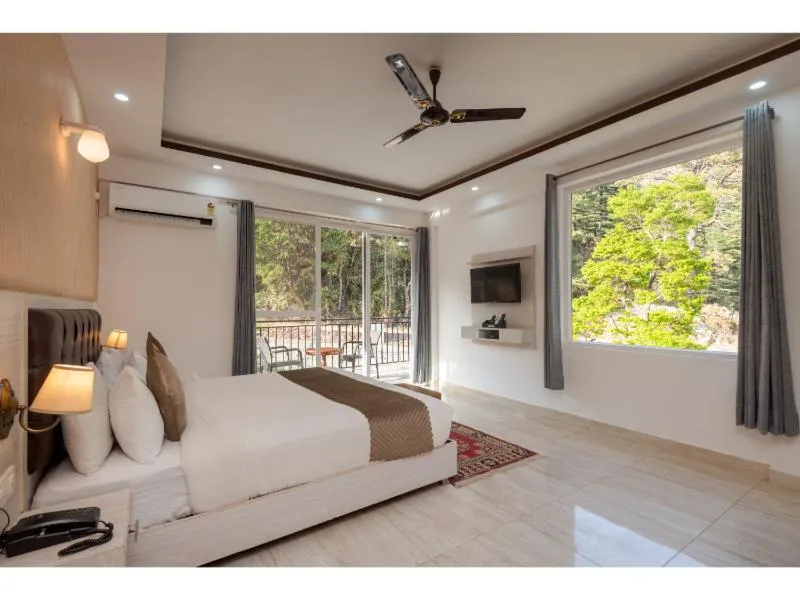 View (from property/room), Bed in Hotel Shiva Sanctuary by DLS Hotels, McLeod Ganj