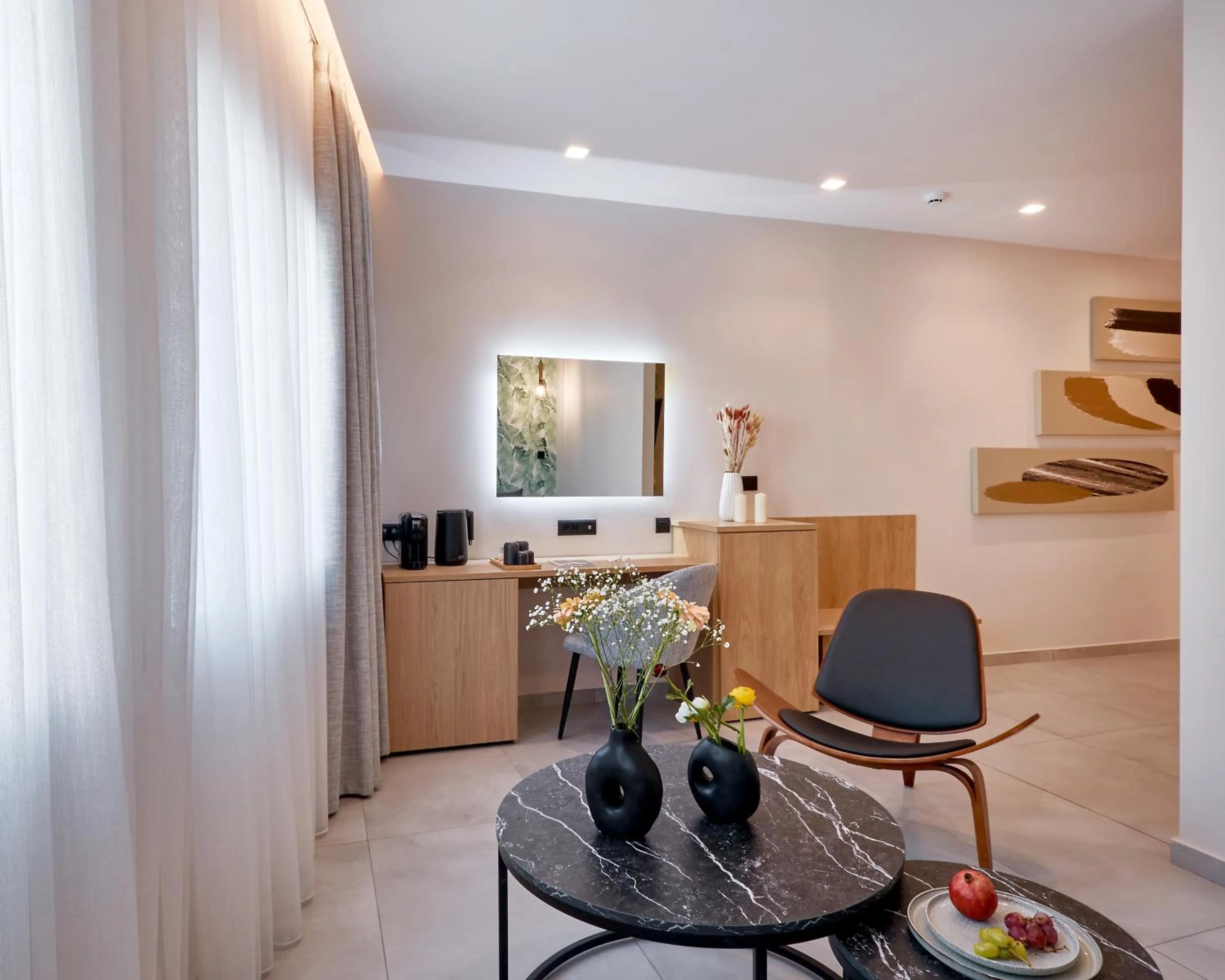 Seating area in Athens City Suites