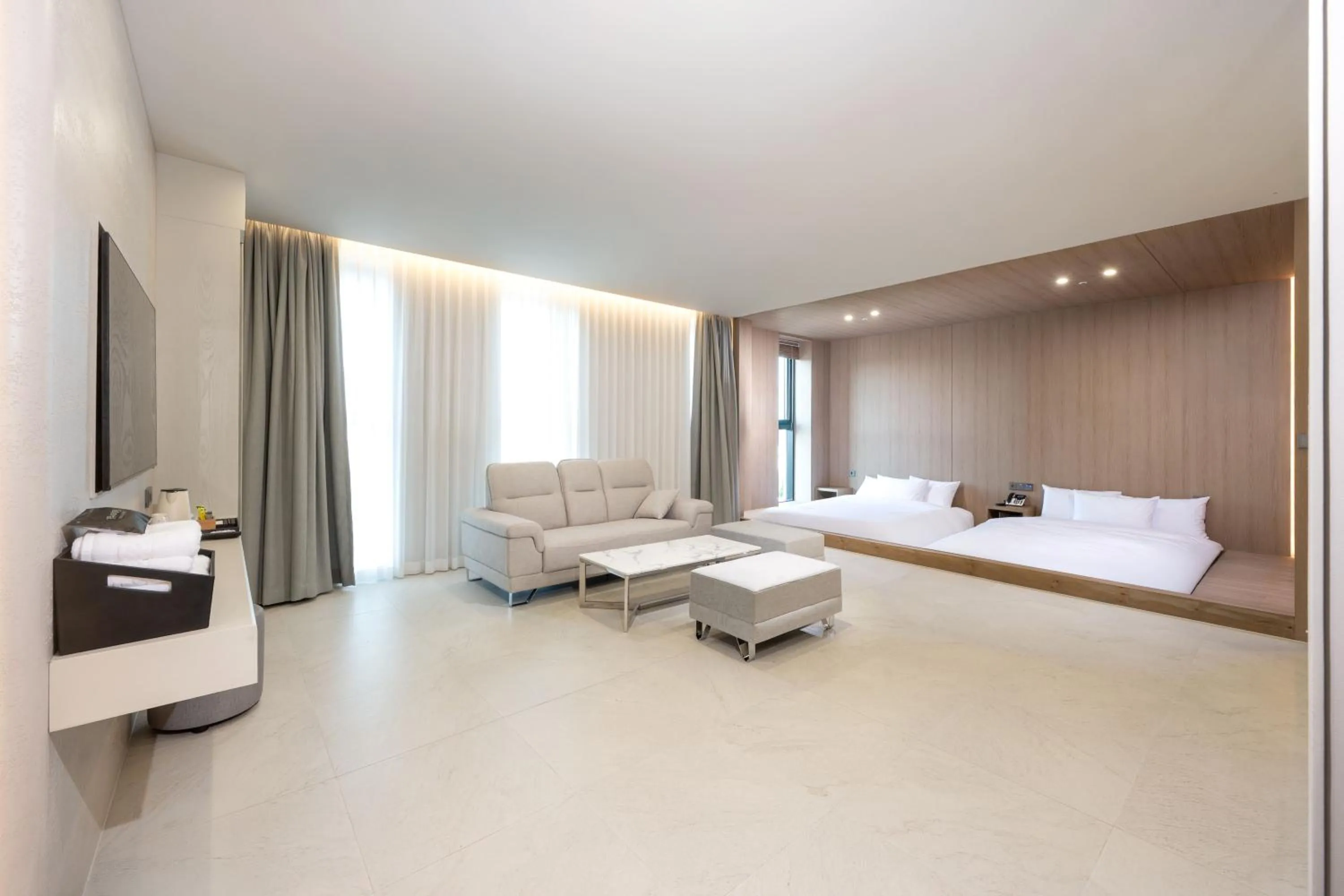 Bed in Gyeongju city hotel