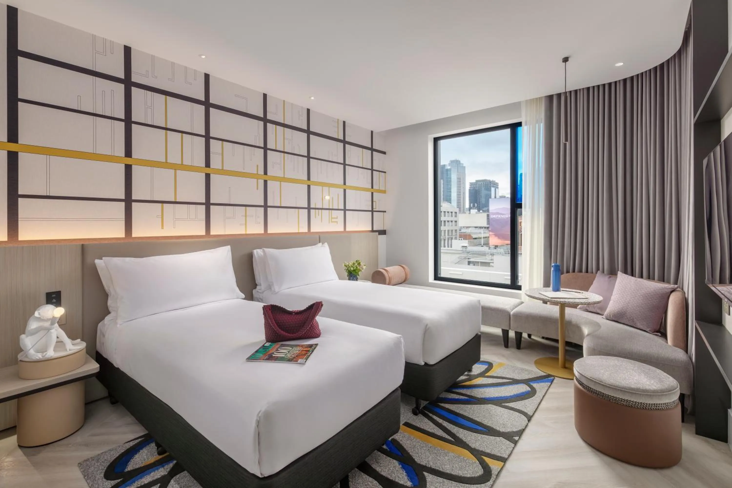 Seating area, Bed in Hotel Indigo Melbourne Little Collins