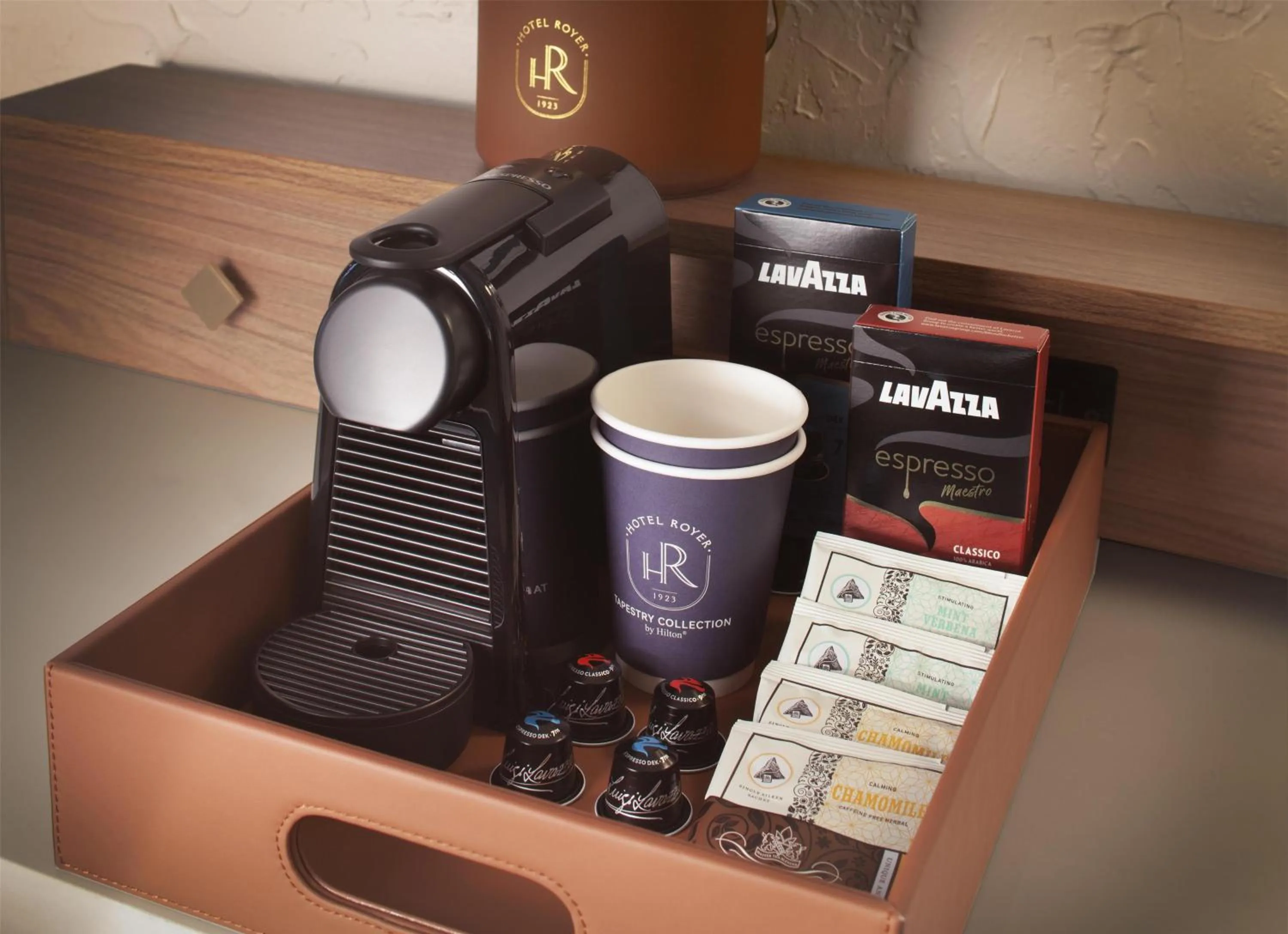 Coffee/tea facilities in Hotel Royer Urbana Champaign, Tapestry Collection by Hilton