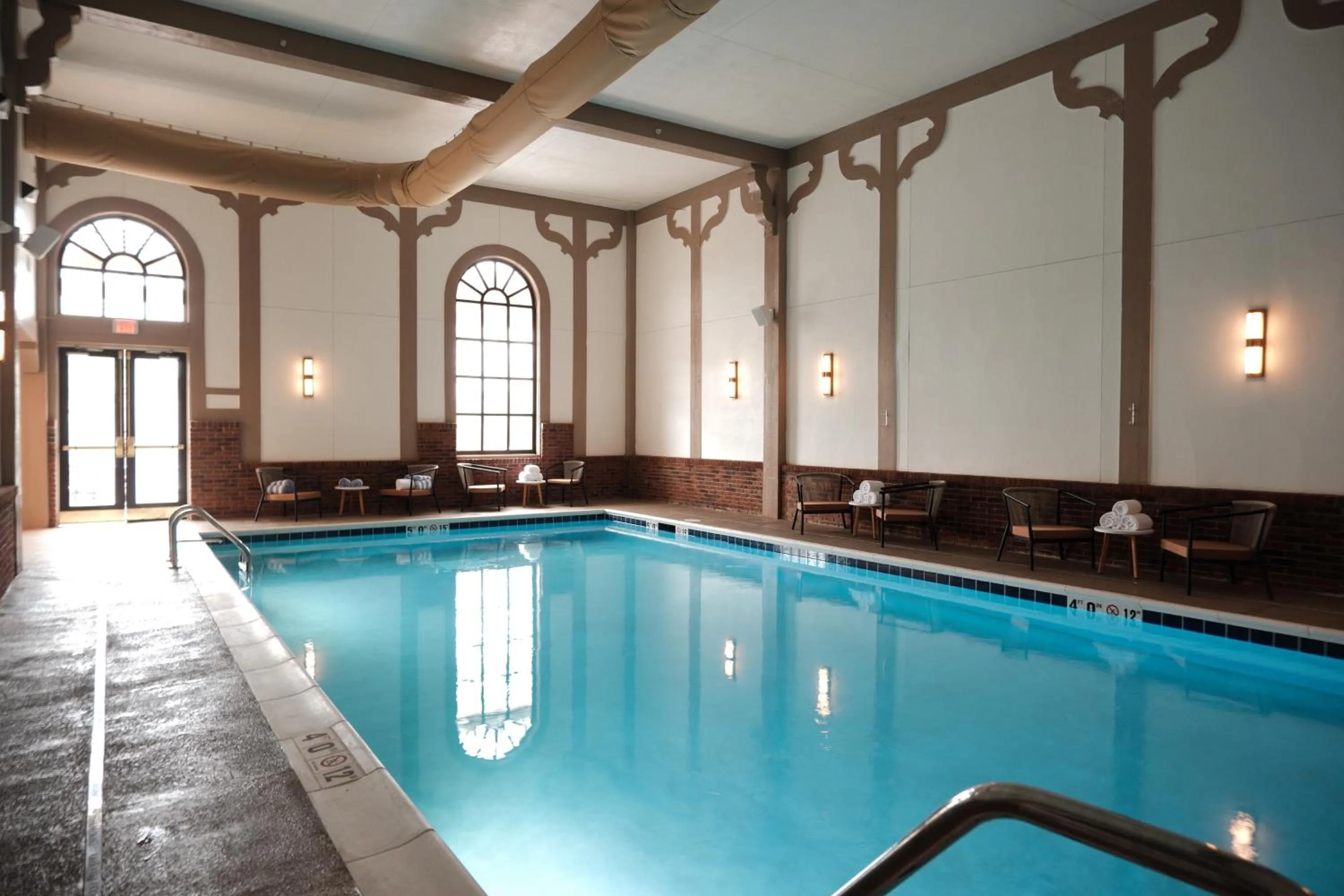 Pool view in Hotel Royer Urbana Champaign, Tapestry Collection by Hilton