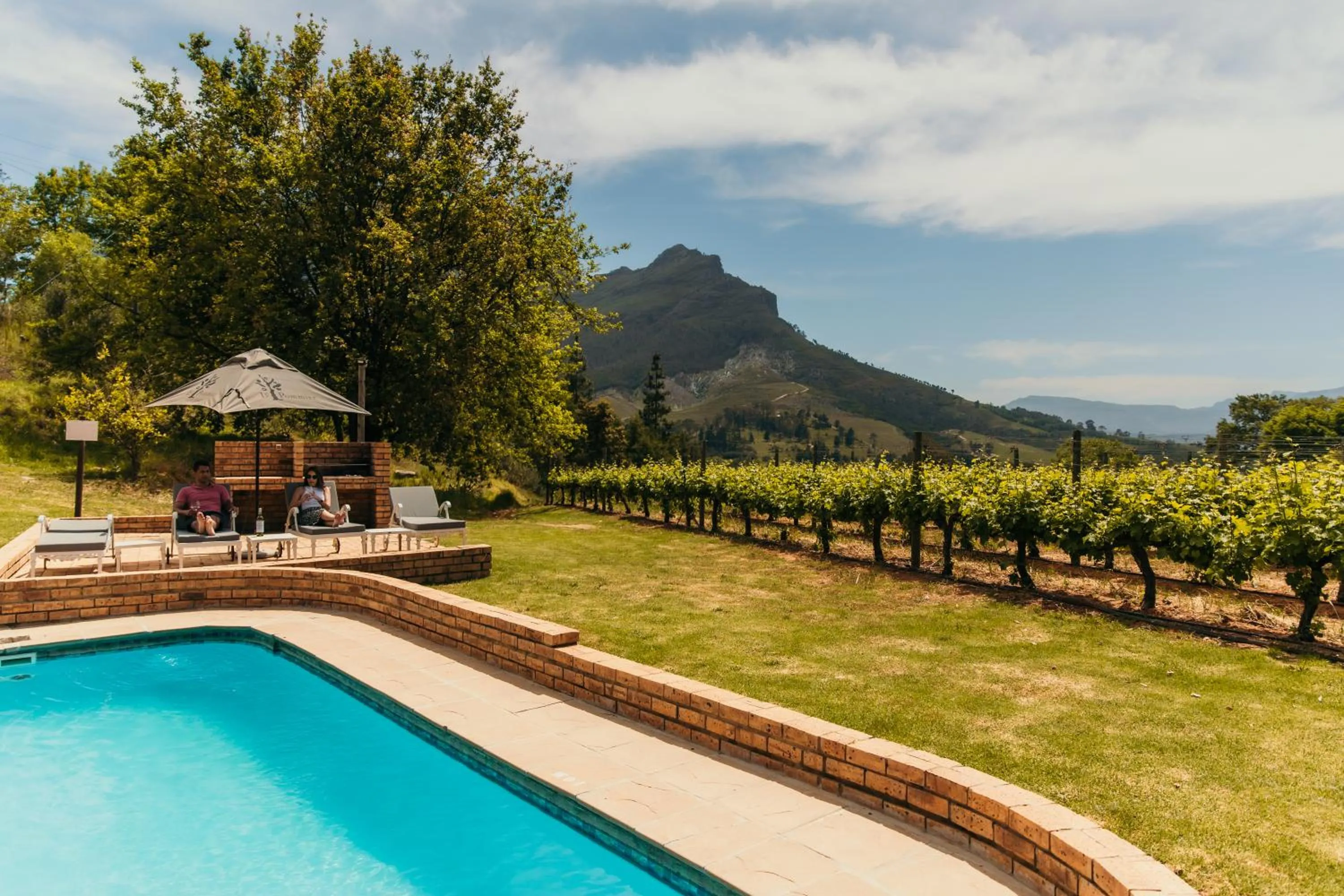 Pool view in Le Pommier Wine Estate