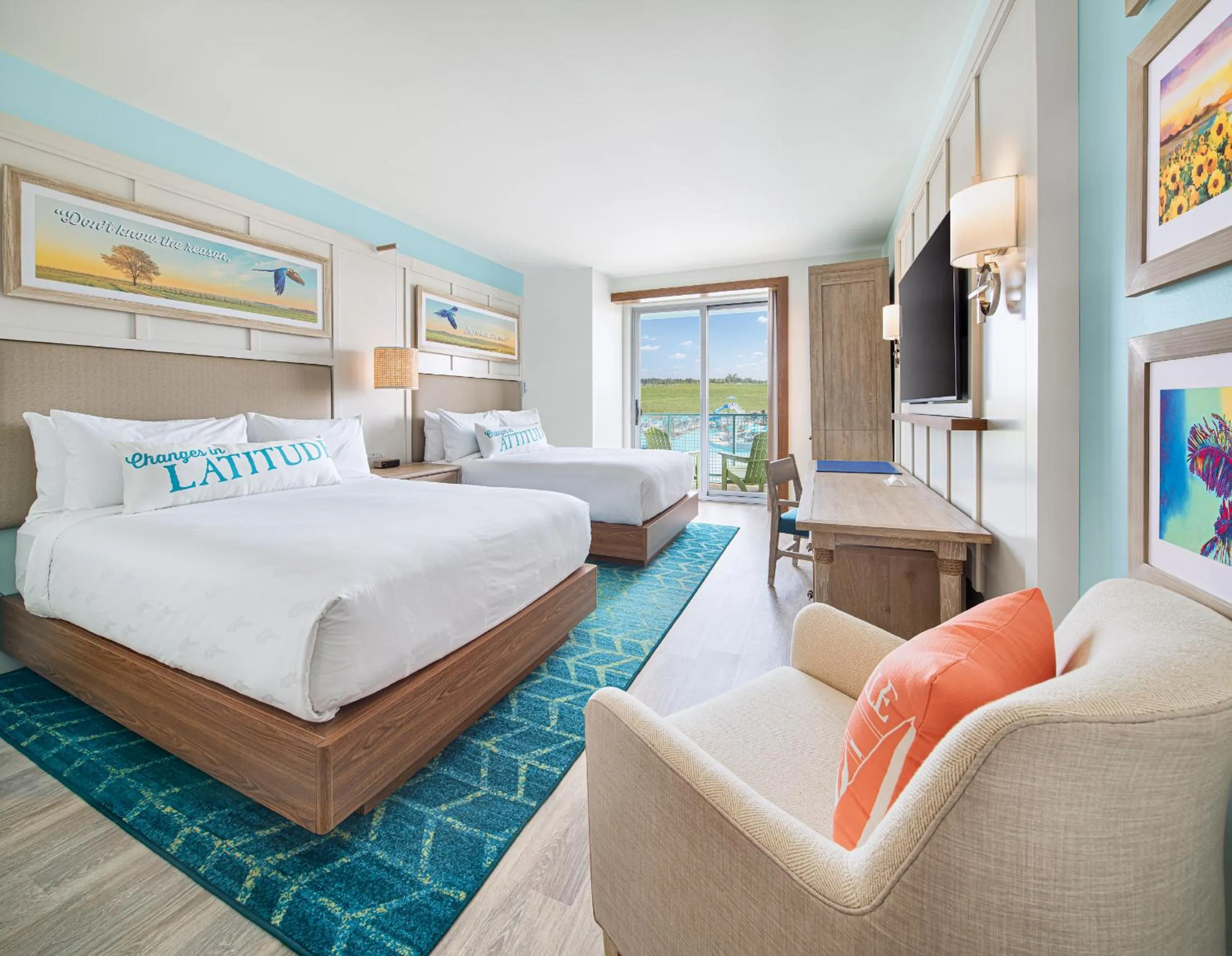 Bed in Margaritaville Hotel Kansas City